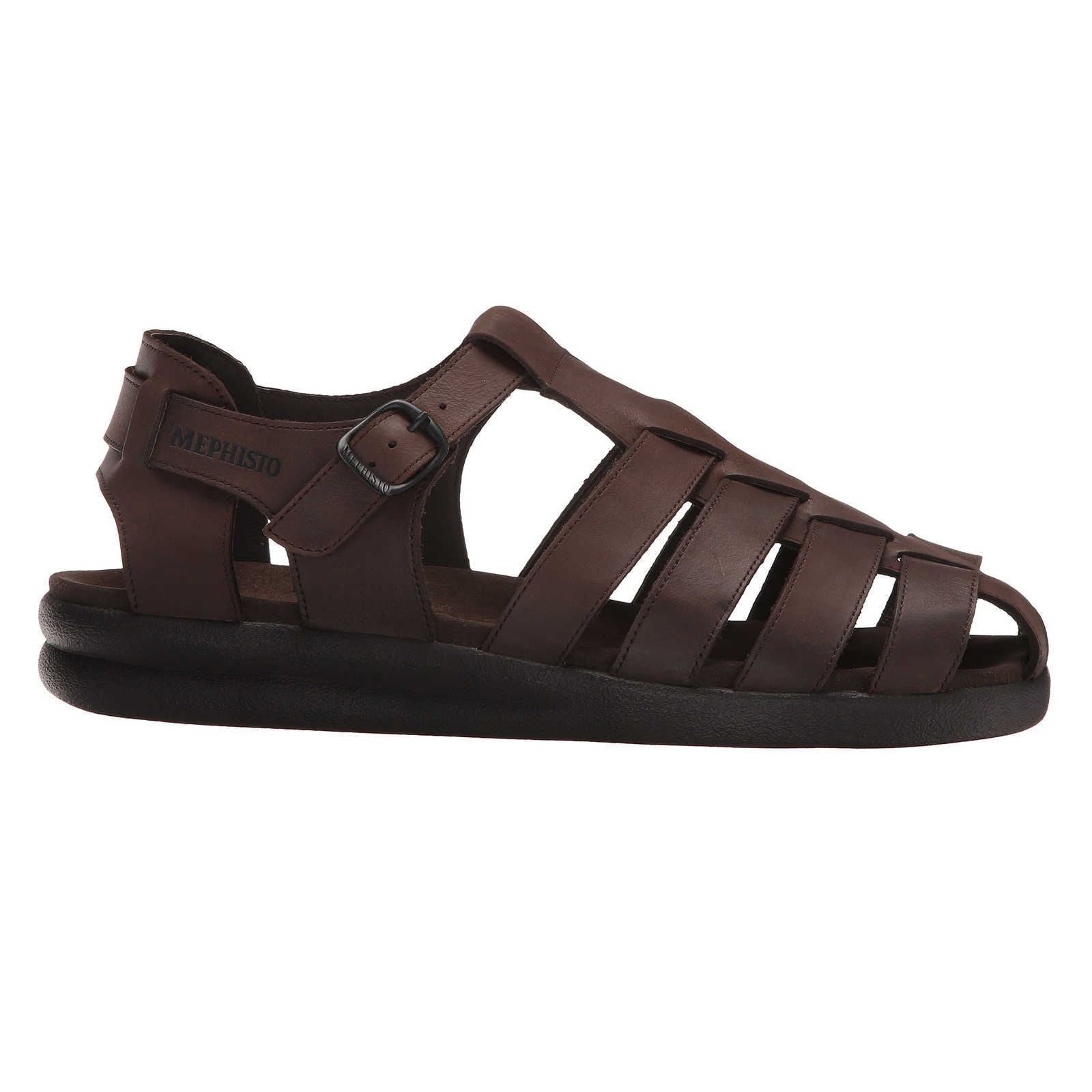 Mephisto Sam Dark Brown Leather Mens Sandals#color_dark brown