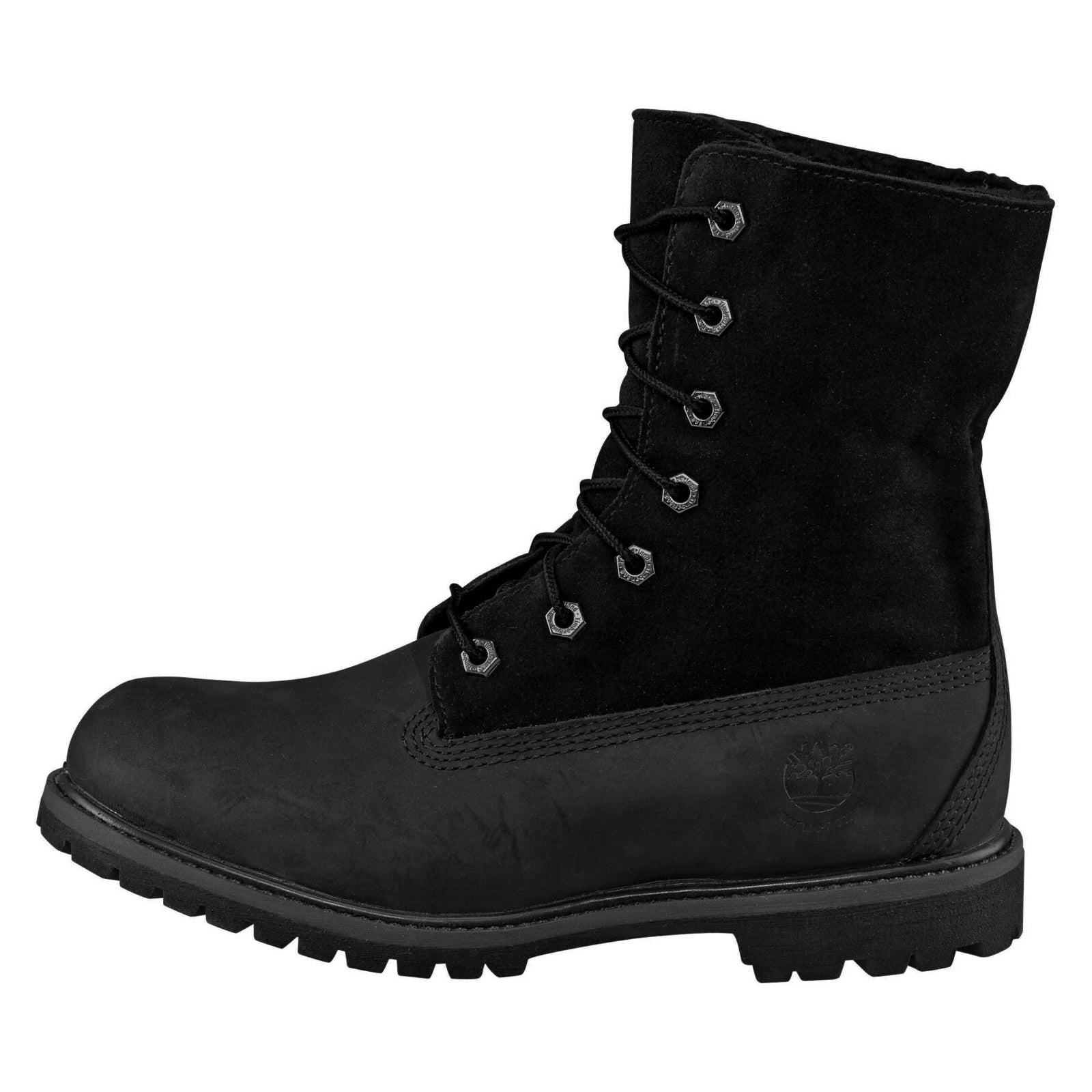 Timberland Authentics 6 Inch Teddy Fleece Black Womens Boots#color_black