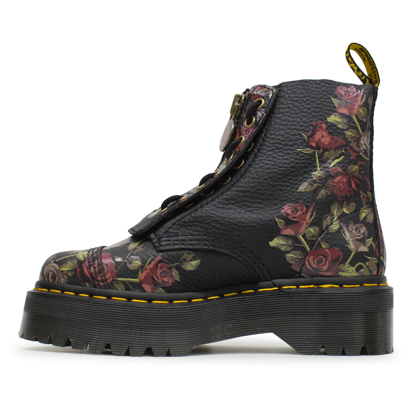 Dr. Martens Sinclair Decayed Roses Tumbled Nappa Leather Womens Boots#color_black