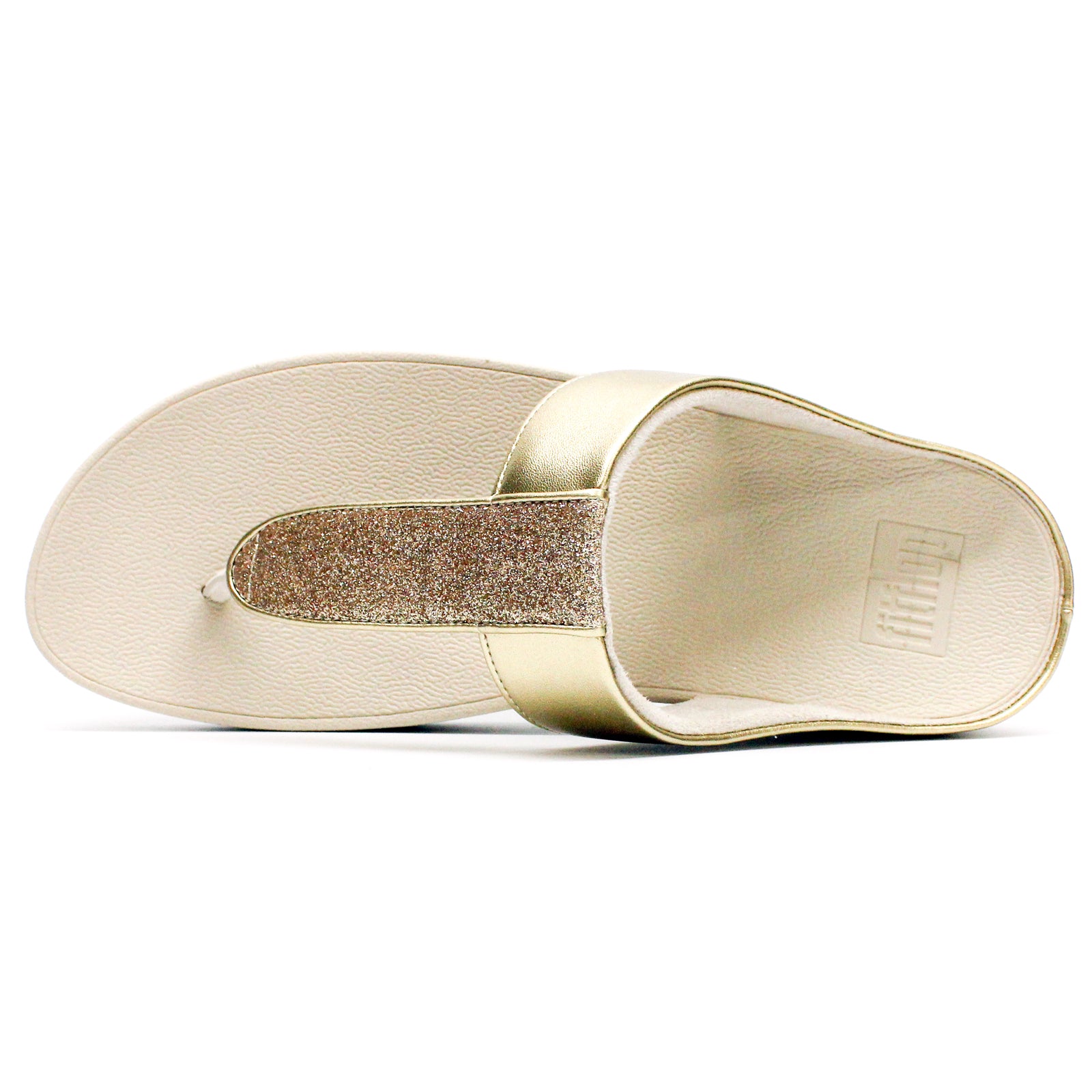 FitFlop Fino Glitterdust Metallic Toe Post Synthetic Leather Womens Sandals#color_platino