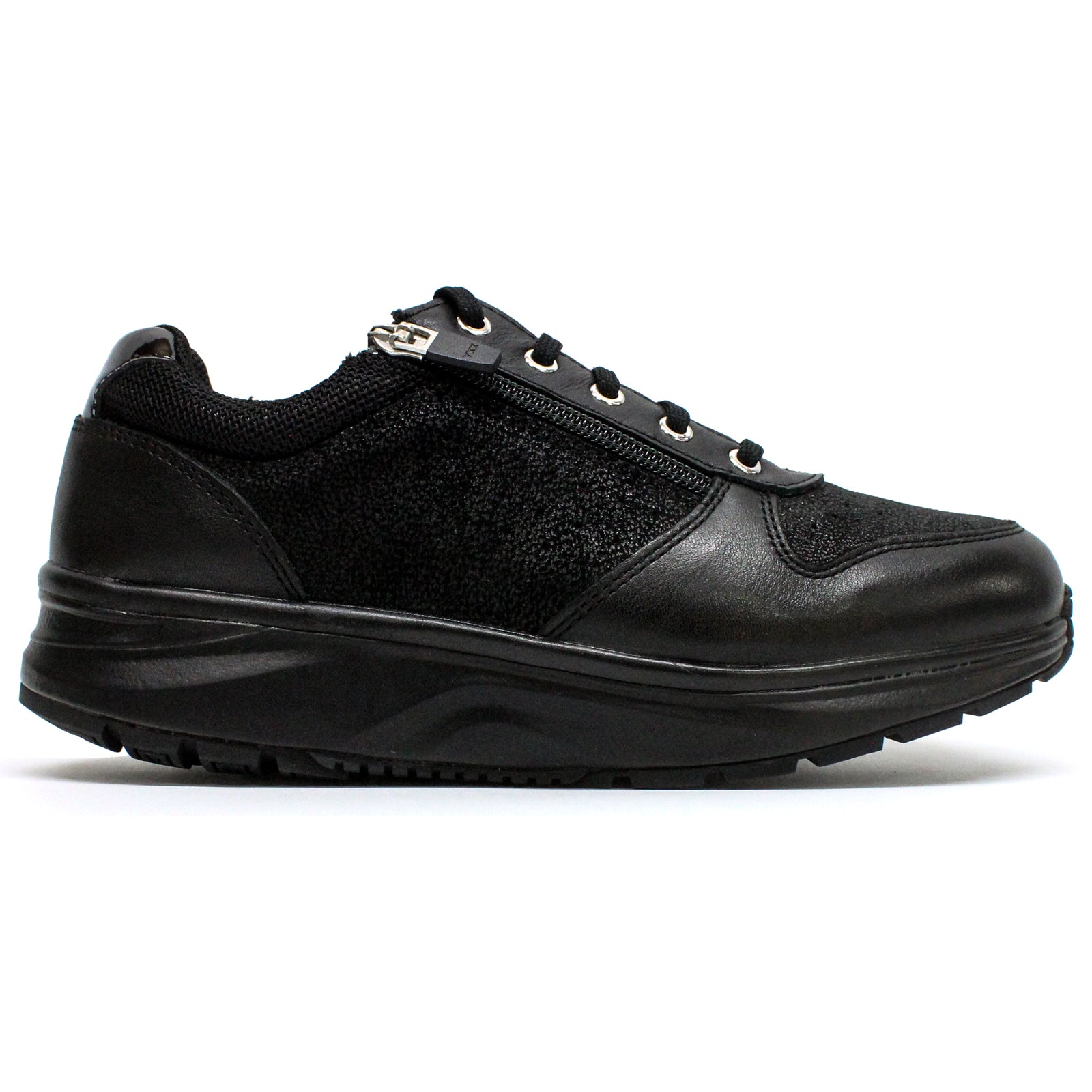 Joya Dynamo Zip Velour Leather Womens Trainers#color_black ii