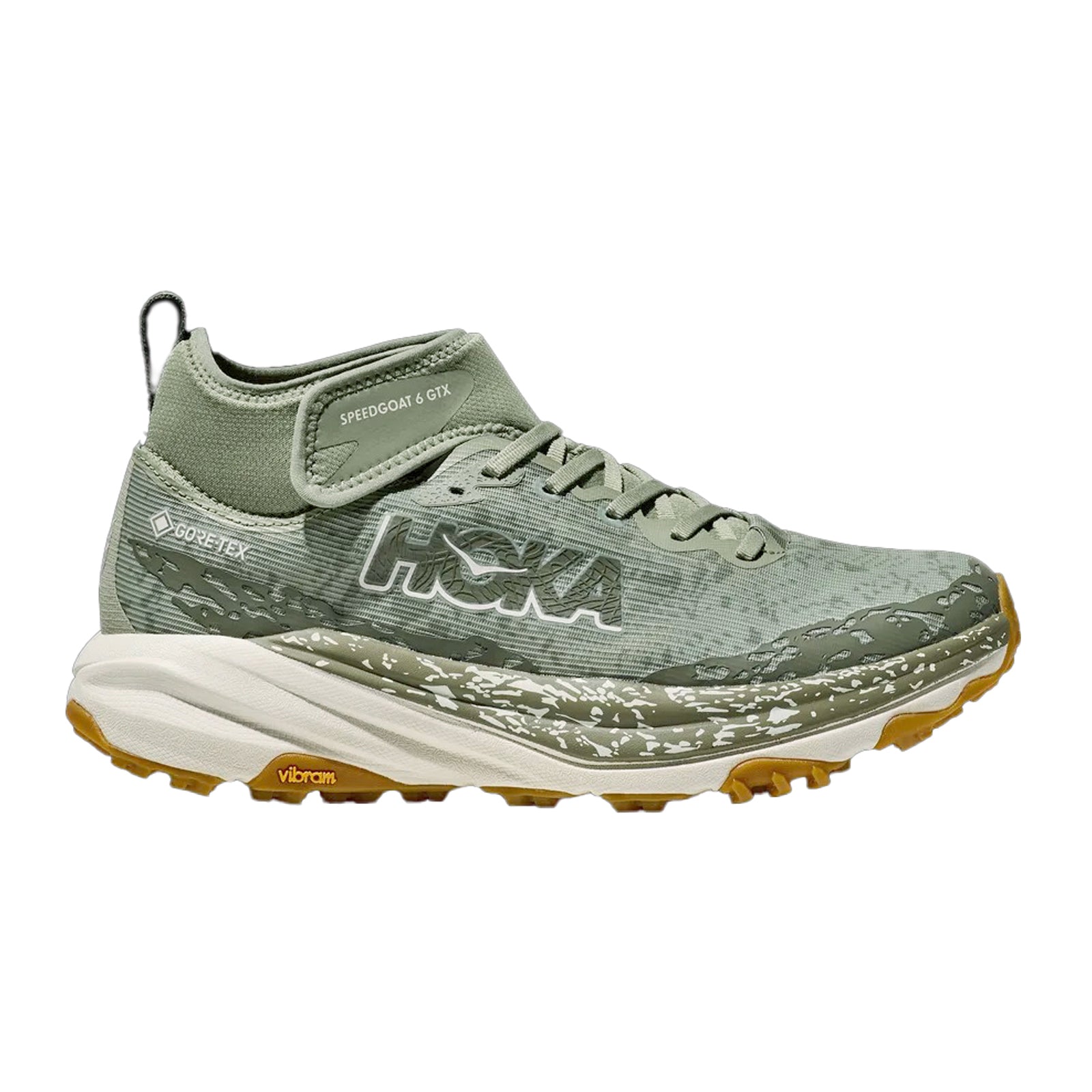 Hoka Speedgoat 6 Mid GTX Textile Mens Trainers#color_sea moss oat milk