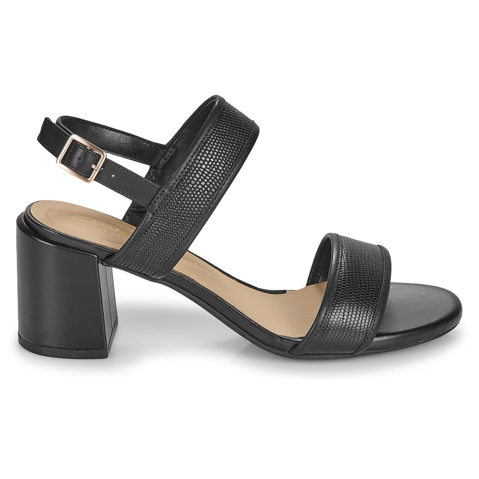 Clarks Ezoria Sling Leather Womens Sandals#color_black interest