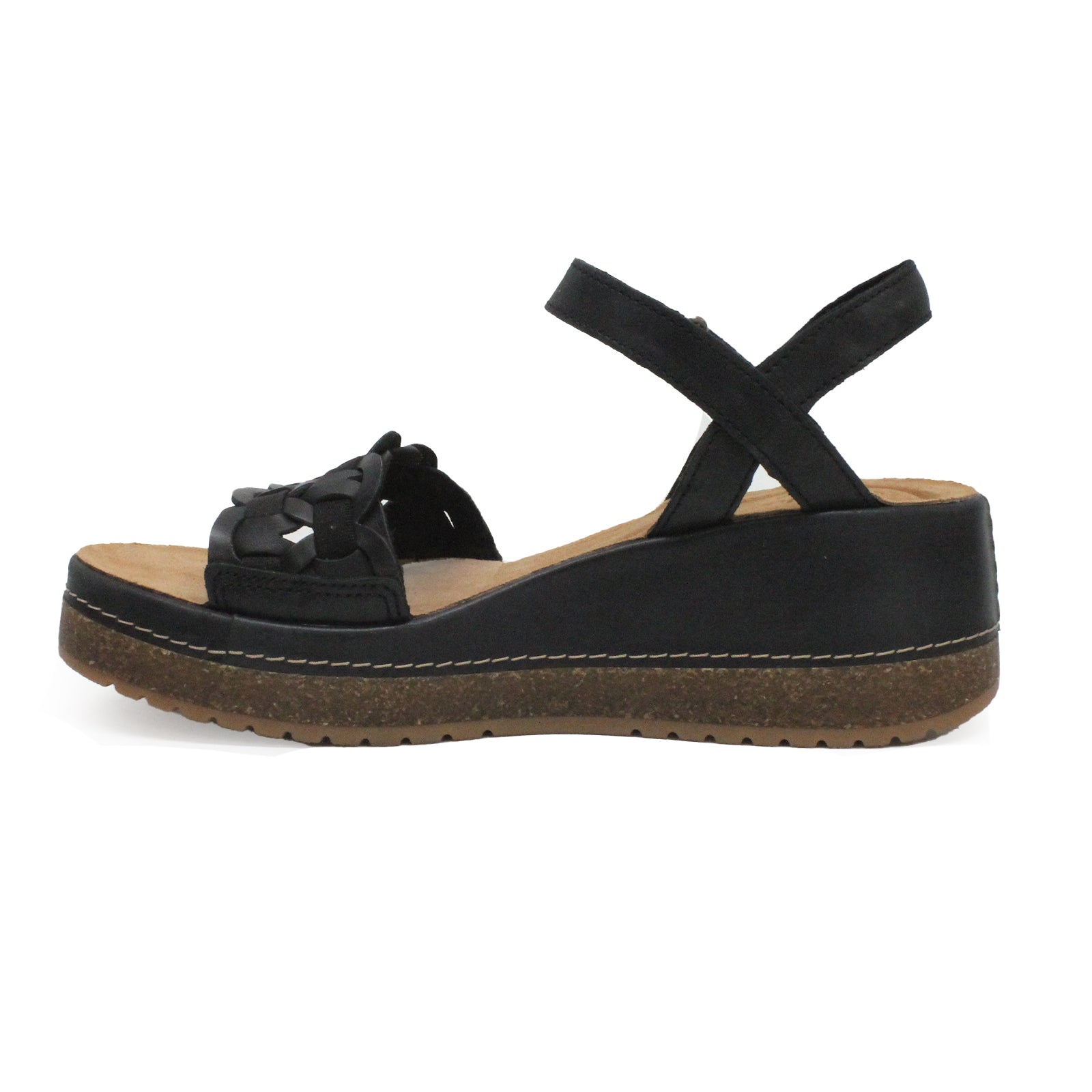 Clarks Kassanda Bar Leather Womens Sandals#color_black