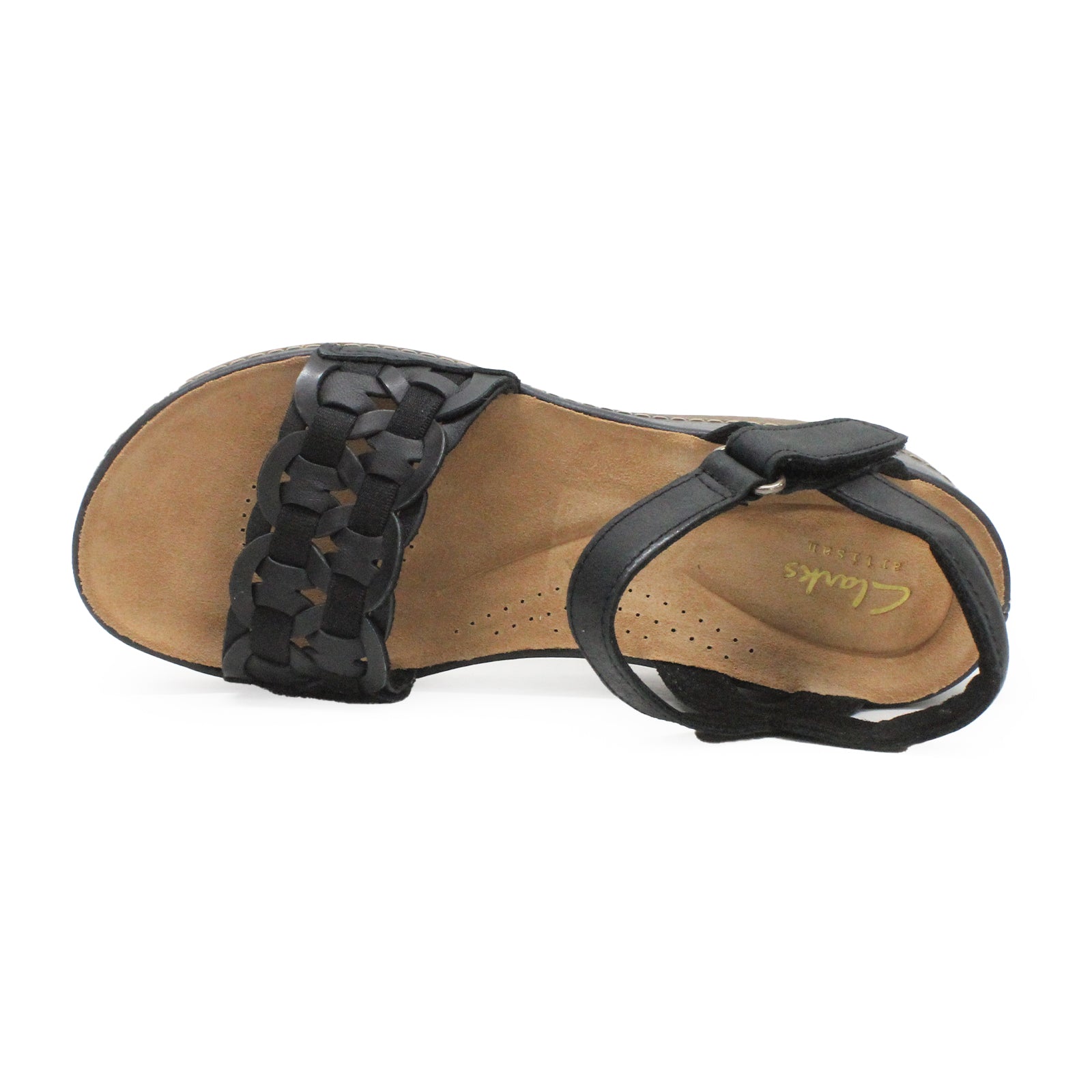 Clarks Kassanda Bar Leather Womens Sandals#color_black