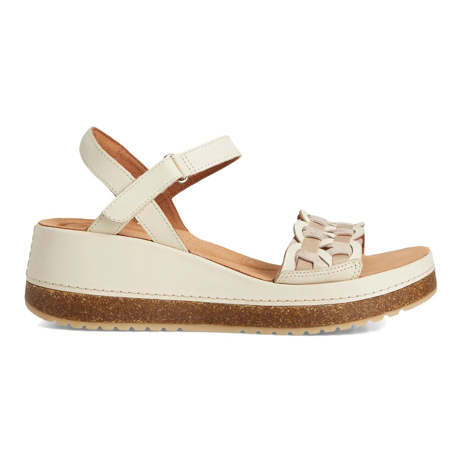 Clarks Kassanda Bar Leather Womens Sandals#color_cream