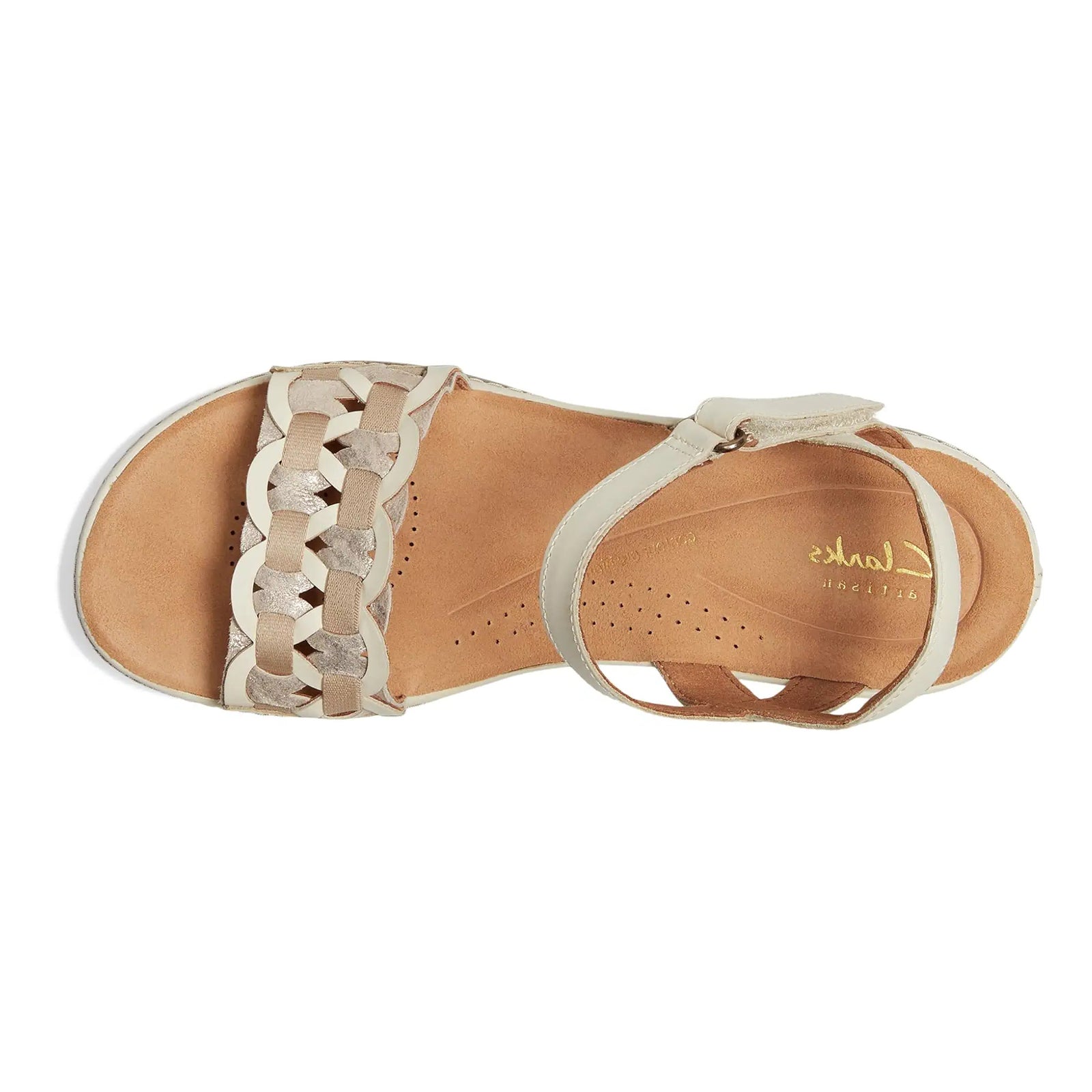 Clarks Kassanda Bar Leather Womens Sandals#color_cream