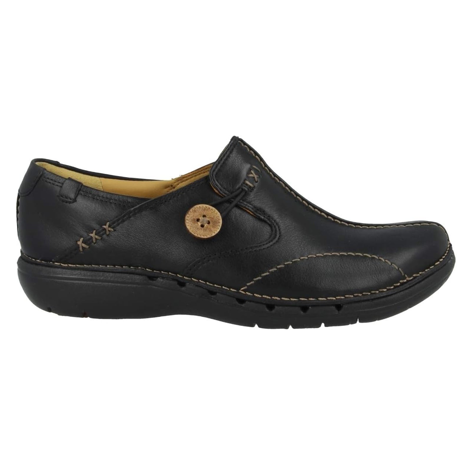 Clarks Un Loop Leather Womens Shoes#color_black