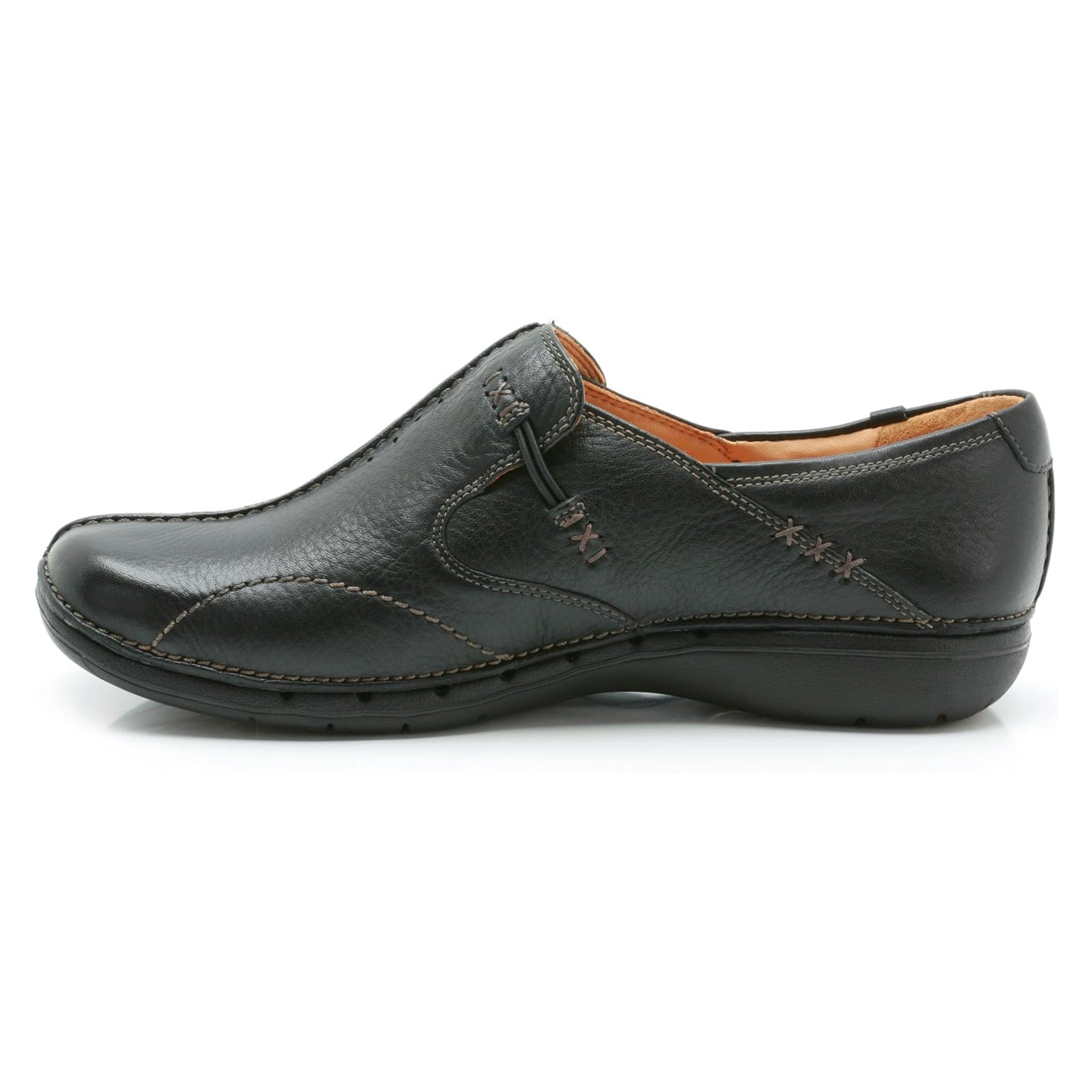 Clarks Un Loop Leather Womens Shoes#color_black