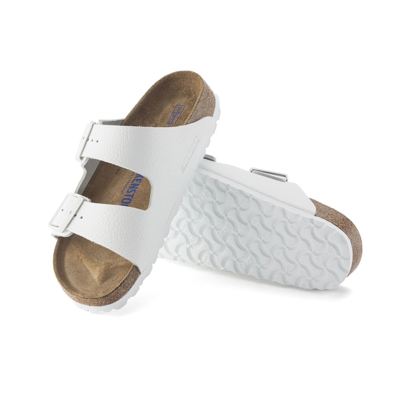 Birkenstock Arizona BS Soft Footbed Natural Leather Unisex Sandals#color_white