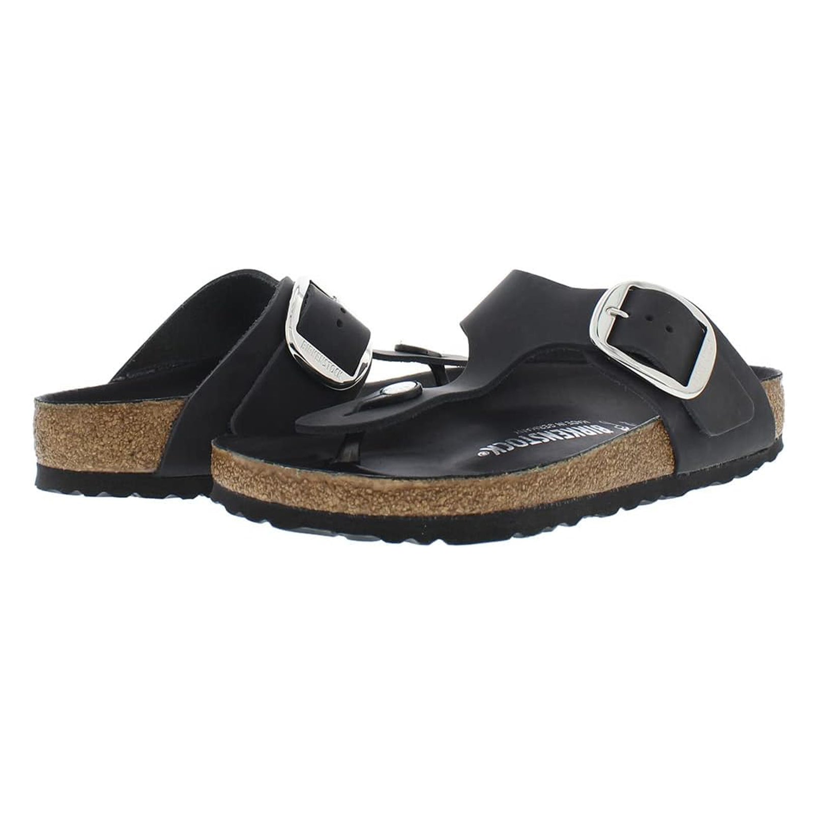 Birkenstock Gizeh Big Buckle Oiled Leather Unisex Sandals#color_black