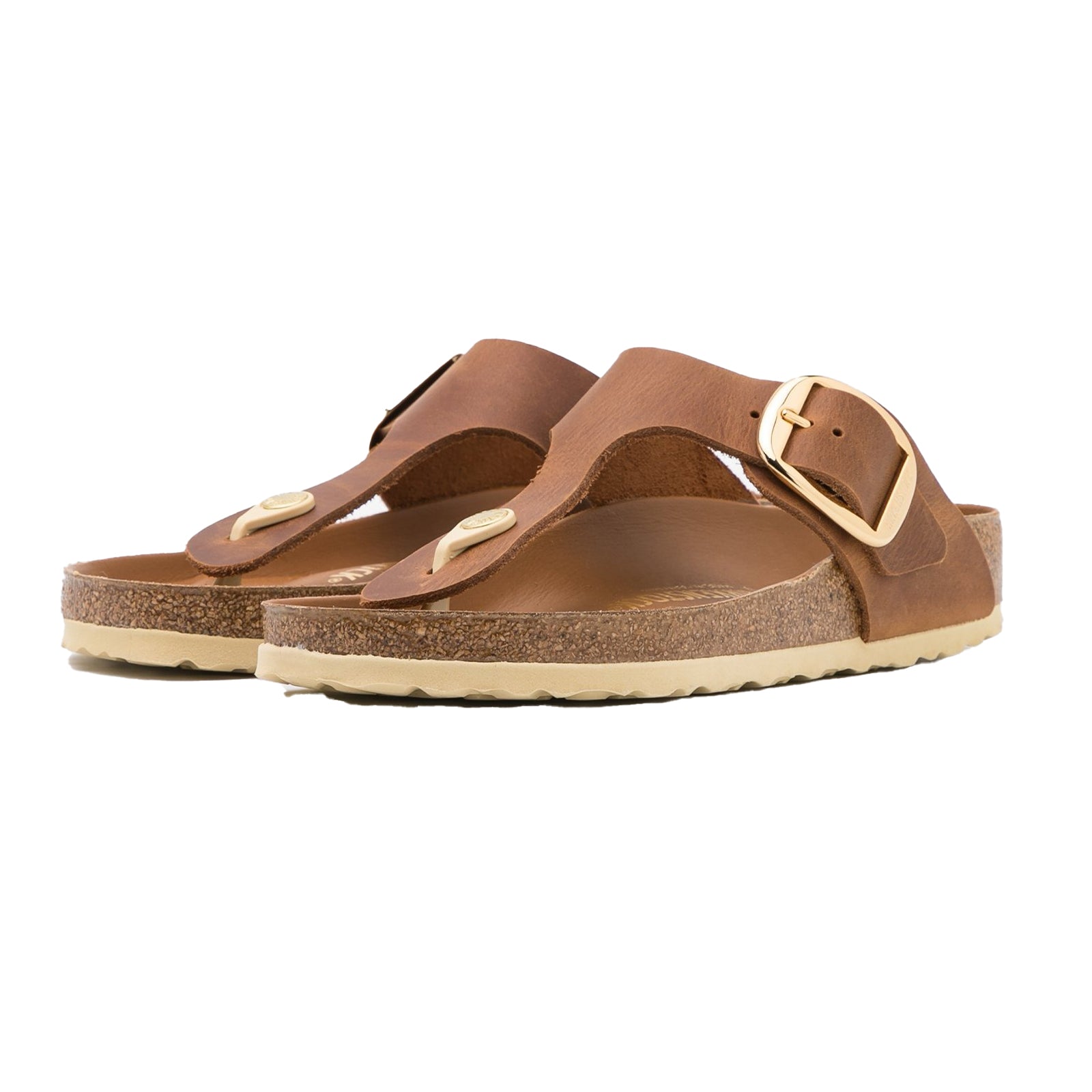 Birkenstock Gizeh Big Buckle Oiled Leather Unisex Sandals#color_cognac