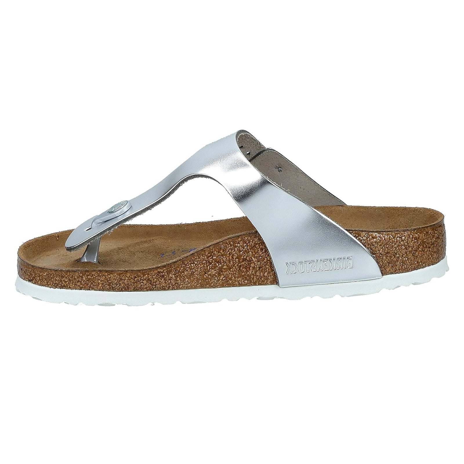 Birkenstock Gizeh BS Soft Footbed Natural Leather Unisex Sandals#color_silver