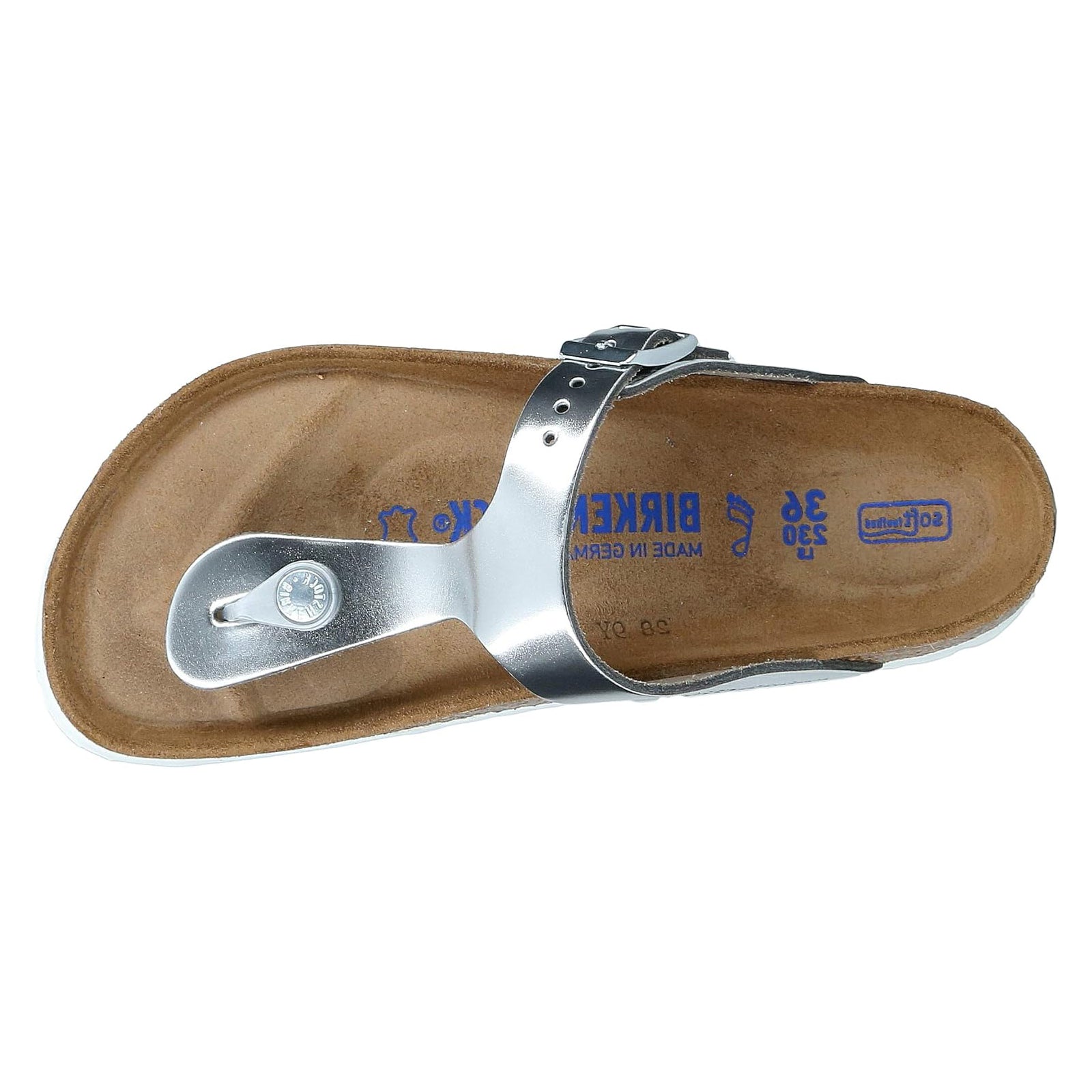 Birkenstock Gizeh BS Soft Footbed Natural Leather Unisex Sandals#color_silver