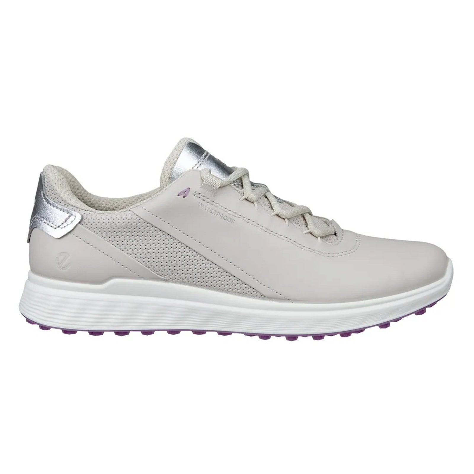 Ecco Golf S-Casual Leather Womens Trainers#color_gravel silver metallic