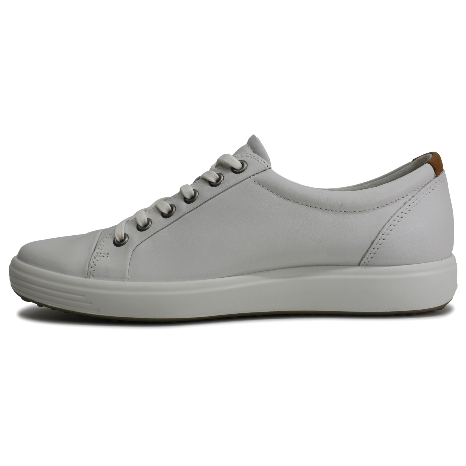 Ecco Soft 7 430003 Leather Womens Trainers#color_white