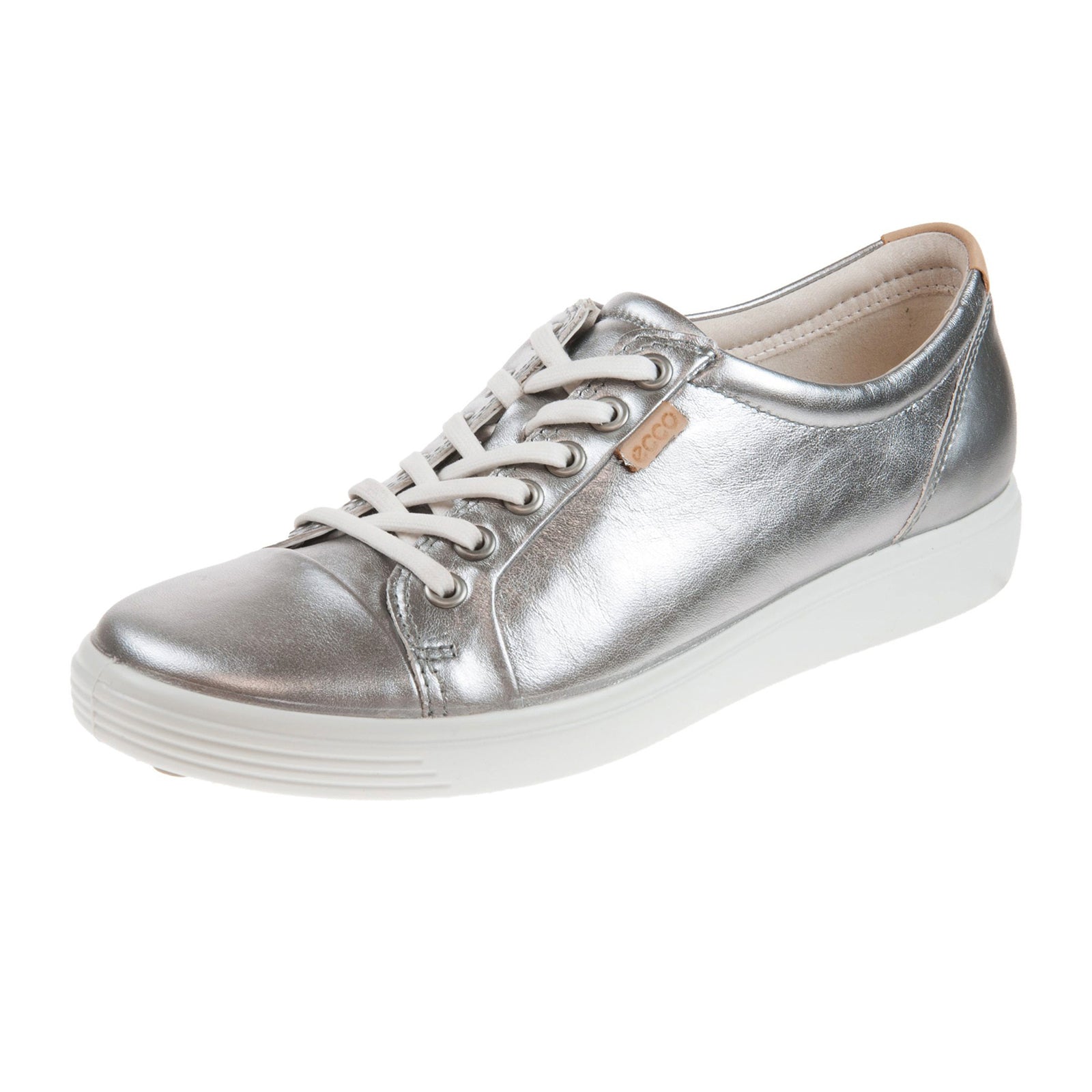 Ecco Soft 7 430003 Nubuck Womens Trainers#color_metallic silver