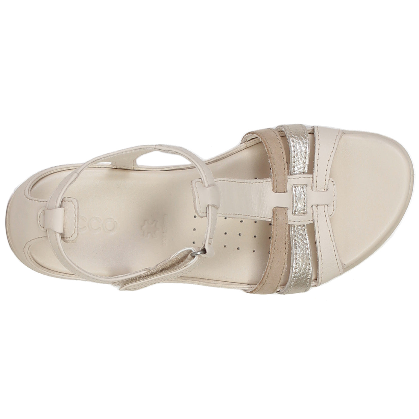 Ecco Flash 240873 240873-60729 Leather Womens Sandals - Limestone Pure White Gold Beige - 39#color_limestone pure white gold beige