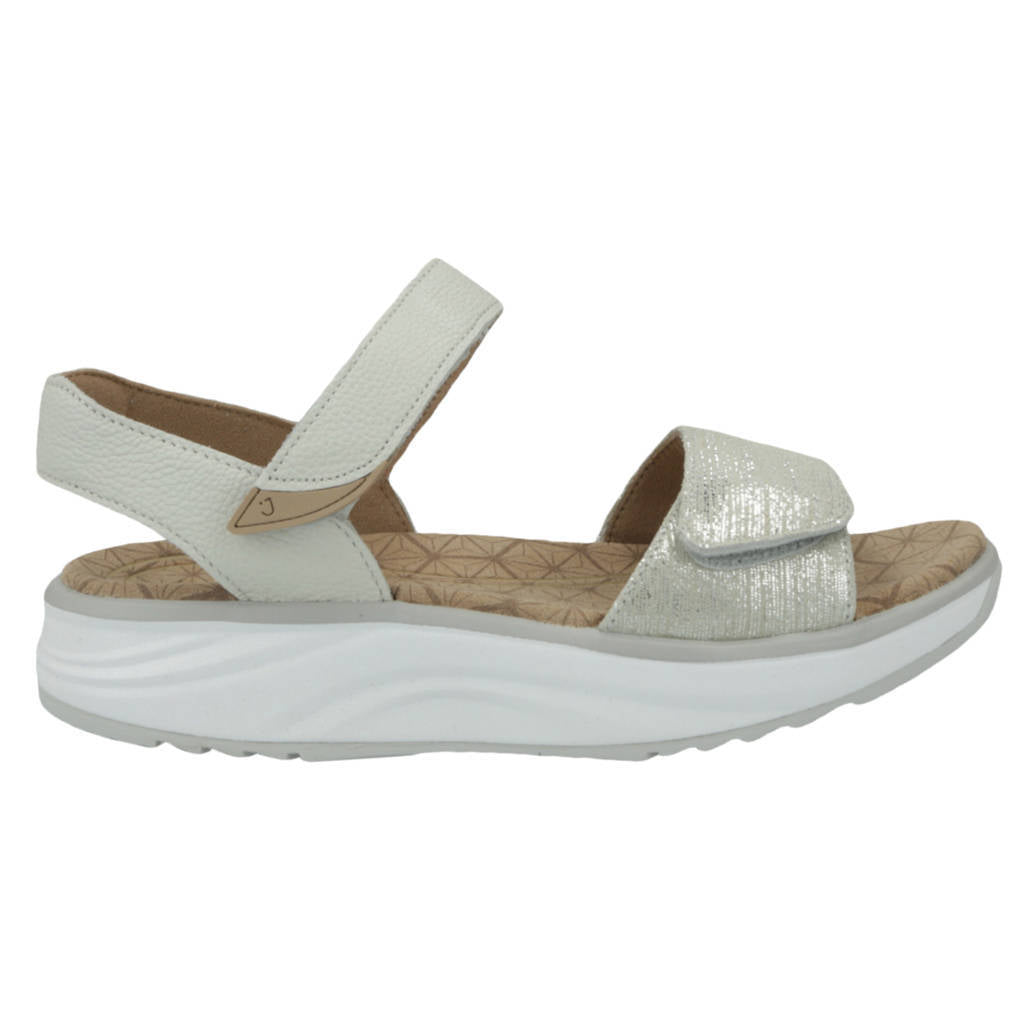 Joya Flores Leather Womens Sandals#color_beige metallic