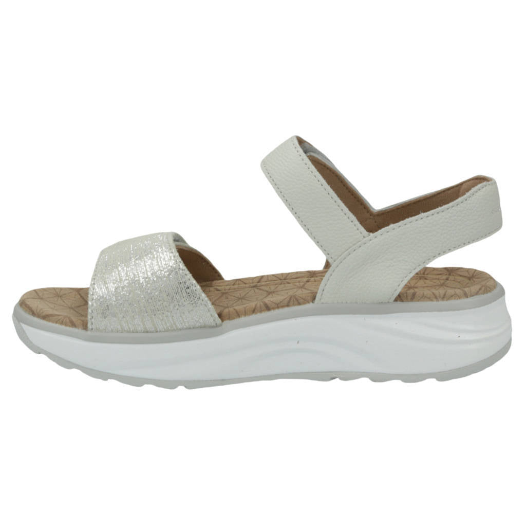 Joya Flores Leather Womens Sandals#color_beige metallic