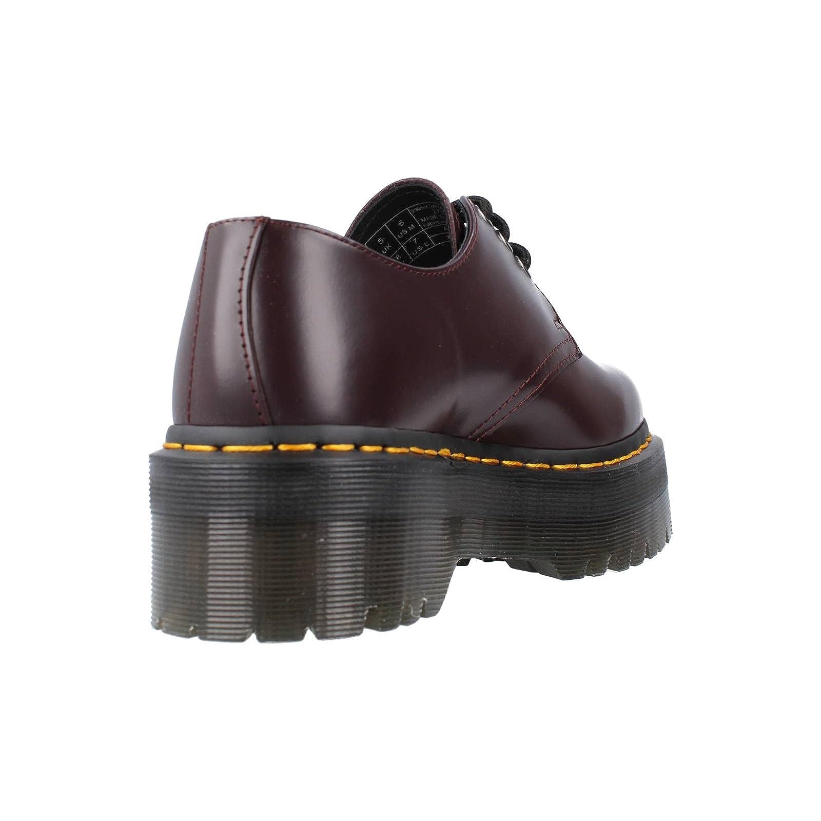 Dr. Martens 1461 Quad 27332626 Polished Smooth leather Unisex Shoes - Burgundy - 5#color_burgundy