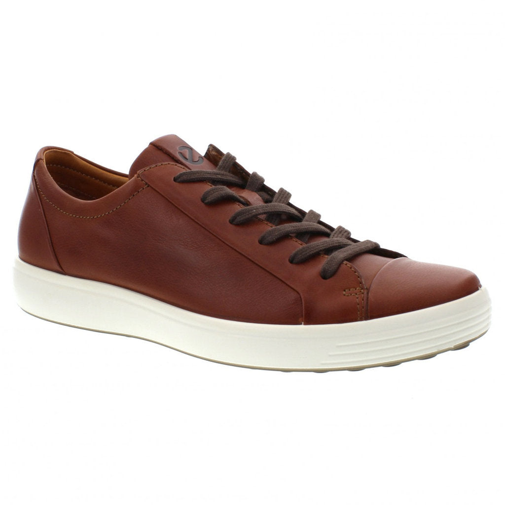 Ecco Soft 7 470364 Leather Mens Trainers#color_cognac