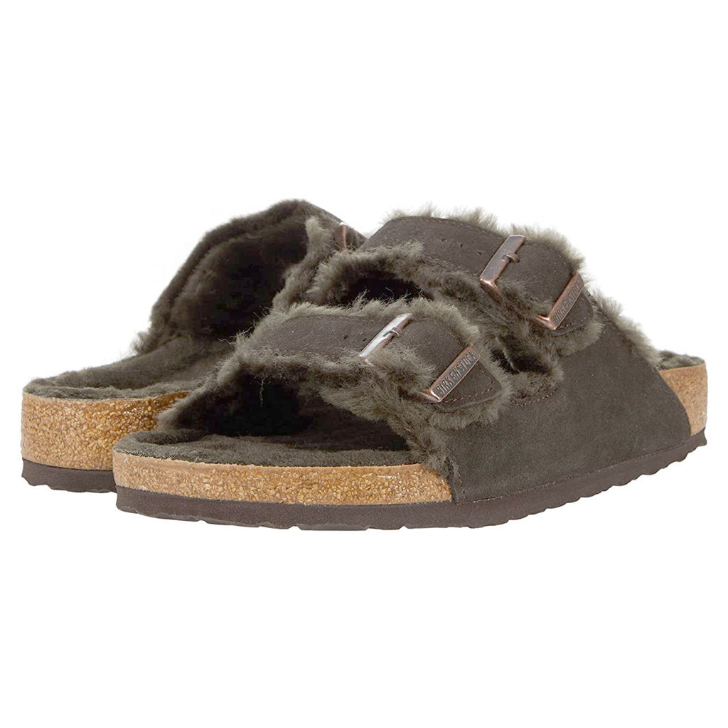 Birkenstock Arizona Shearling Suede Unisex Sandals#color_mocca