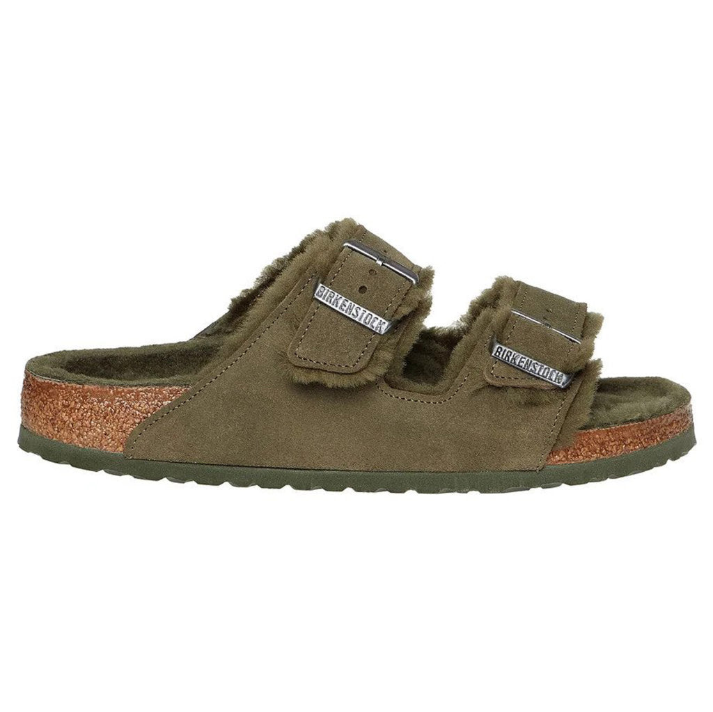 Birkenstock Arizona Shearling Suede Unisex Sandals#color_thyme