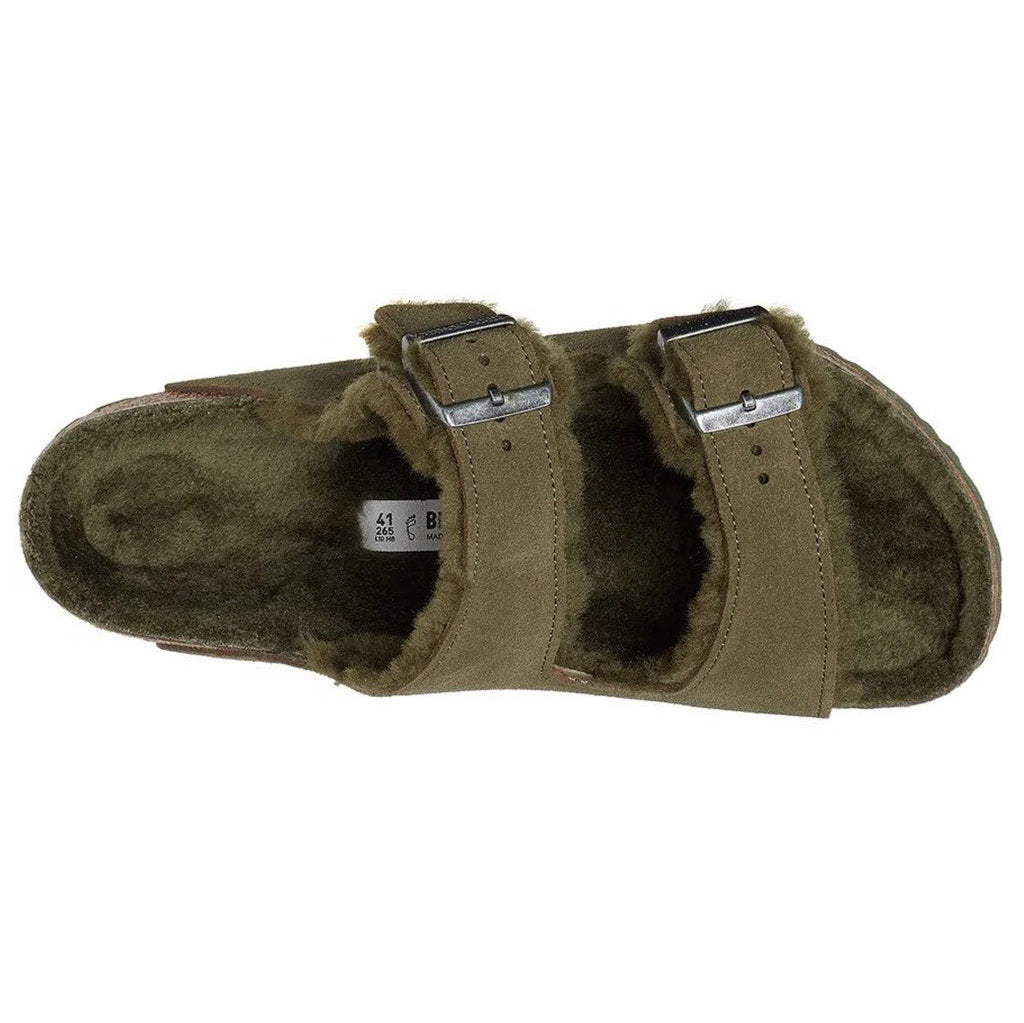 Birkenstock Arizona Shearling Suede Unisex Sandals#color_thyme