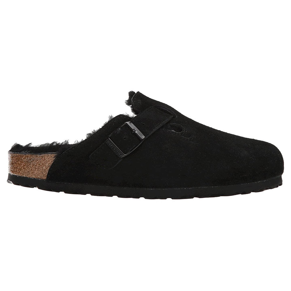 Birkenstock Boston Shearling Suede Unisex Sandals#color_black