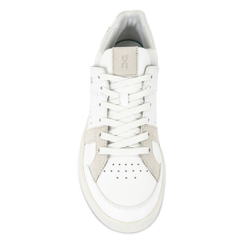 On The Roger Clubhouse Synthetic Leather Womens Trainers#color_white sand