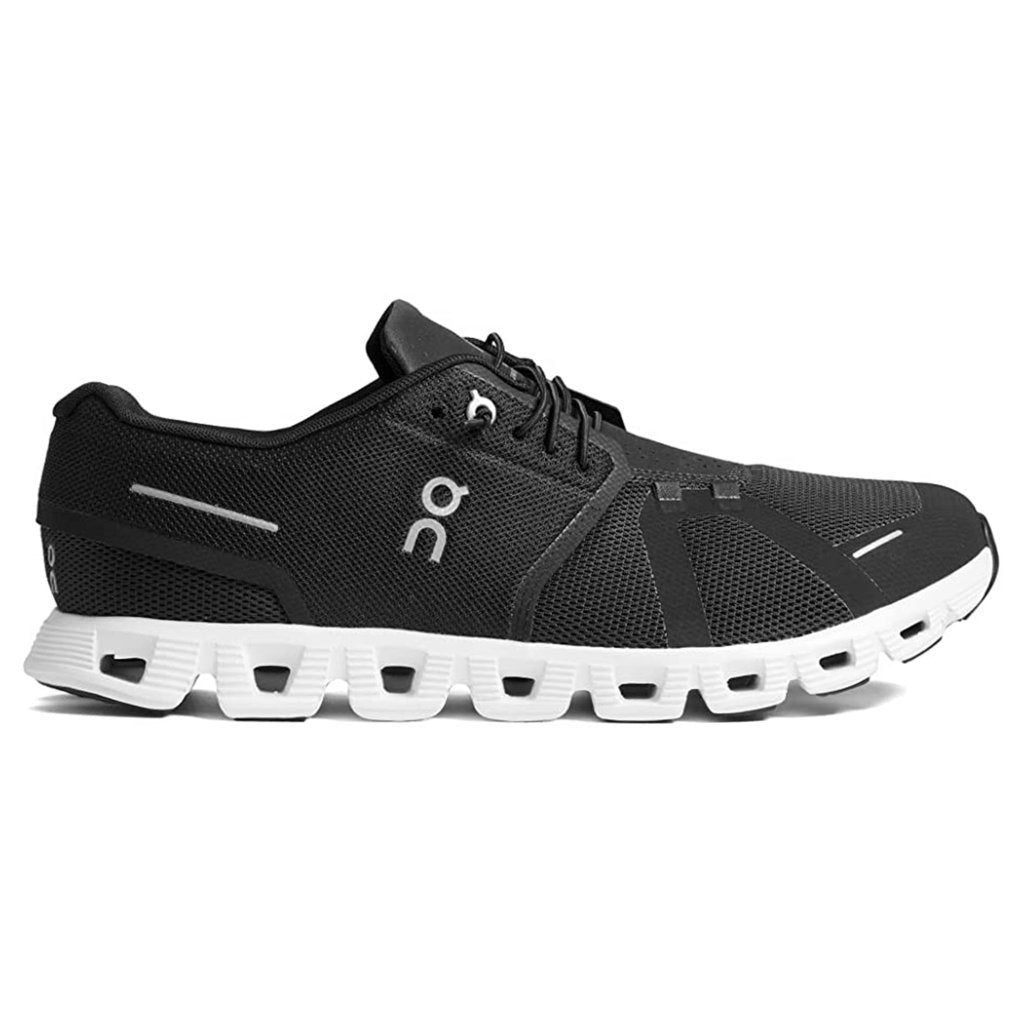 On Cloud 5 Textile Synthetic Mens Trainers#color_black white