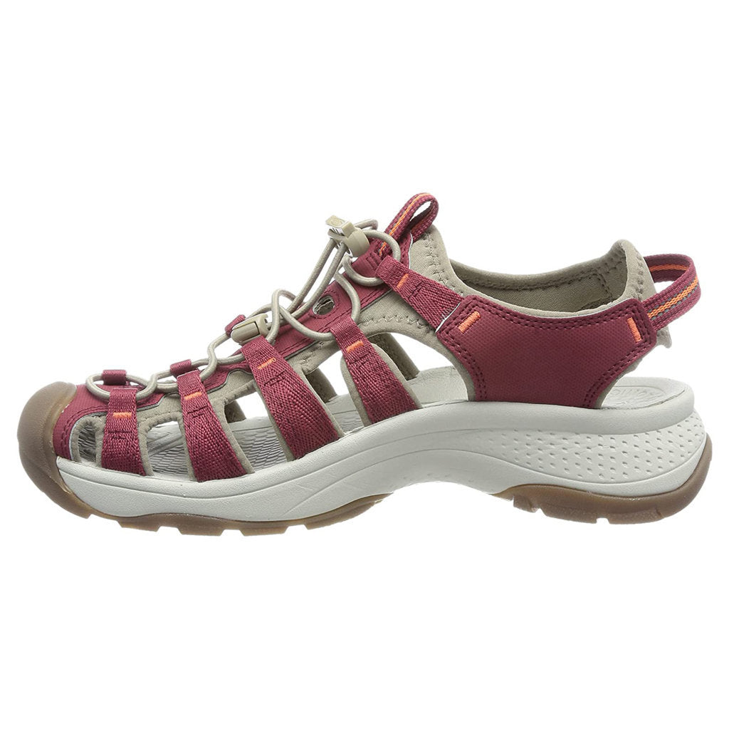 Keen Astoria West Textile Synthetic Womens Sandals#color_merlot scarlet ibis