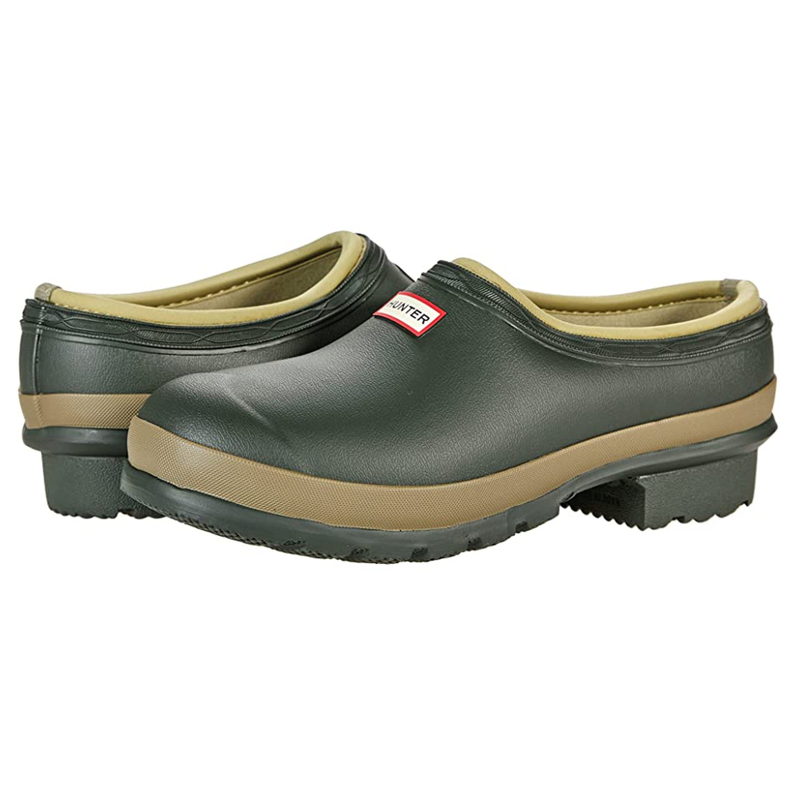 Hunter Gardener Clog Rubber Womens Shoes#color_dark olive clay