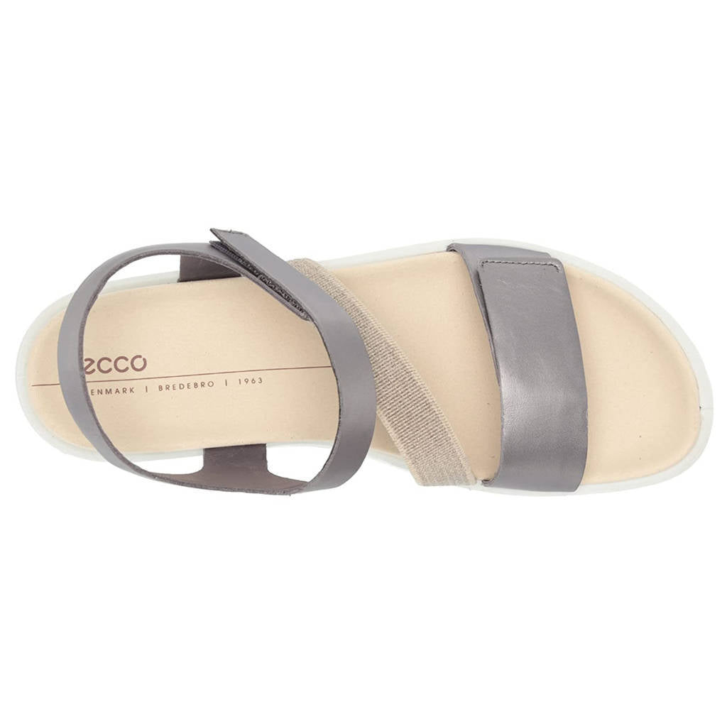 Ecco Flowt 273713 Leather Textile Womens Sandals#color_gravity metallic