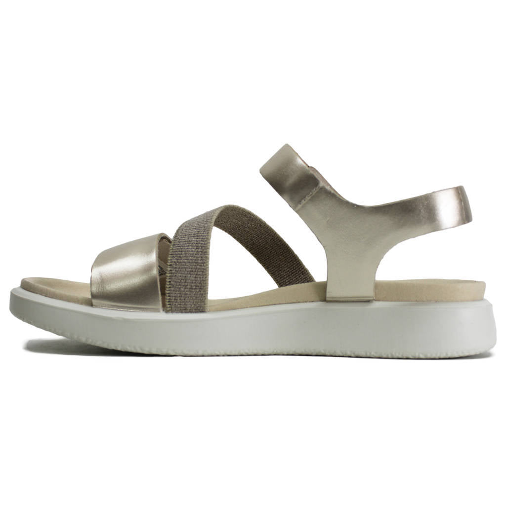 Ecco Flowt 273713 Leather Textile Womens Sandals#color_pure white gold