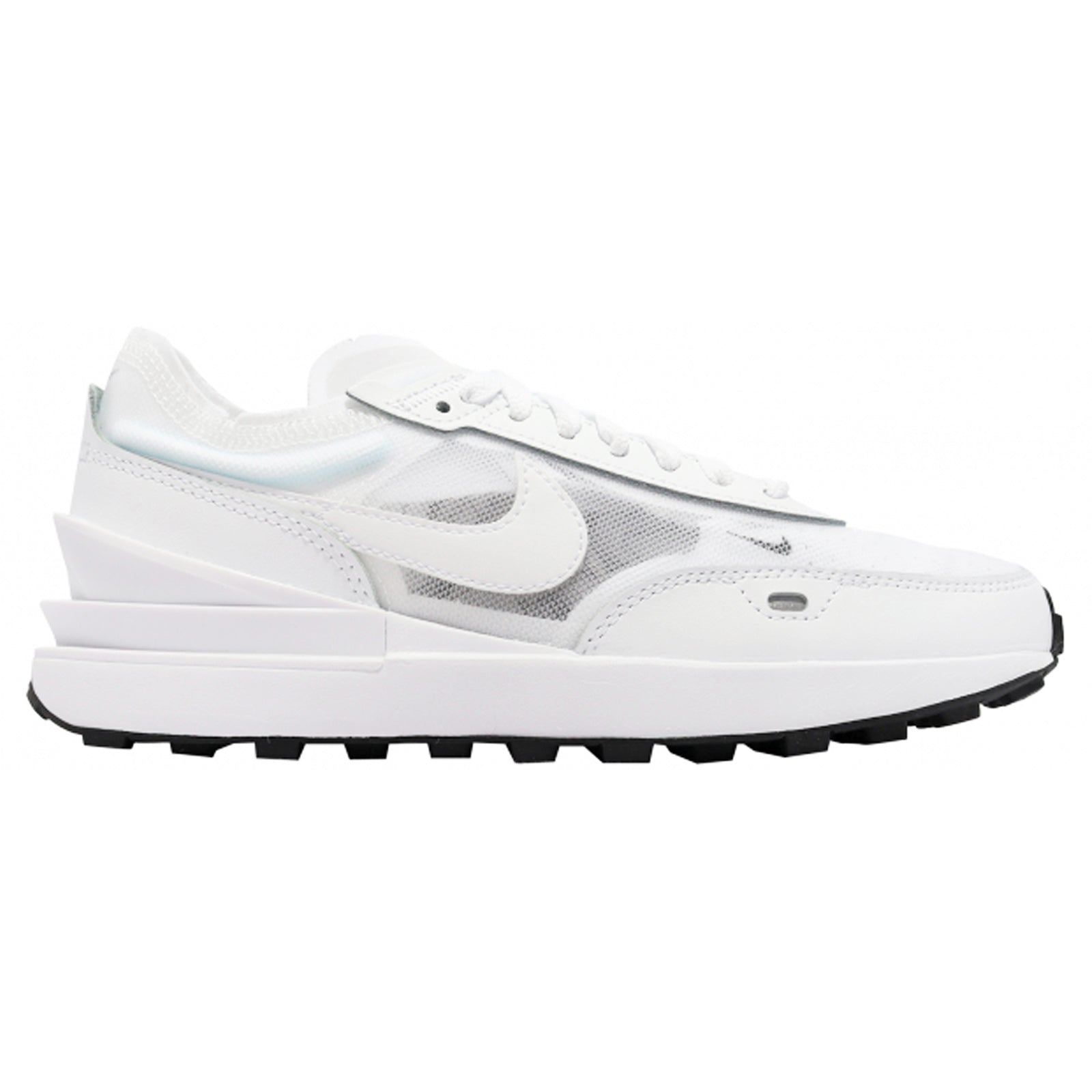 Nike Waffle One DC2533-103 Leather Textile Womens Trainers - White White Black - 40#color_white white black