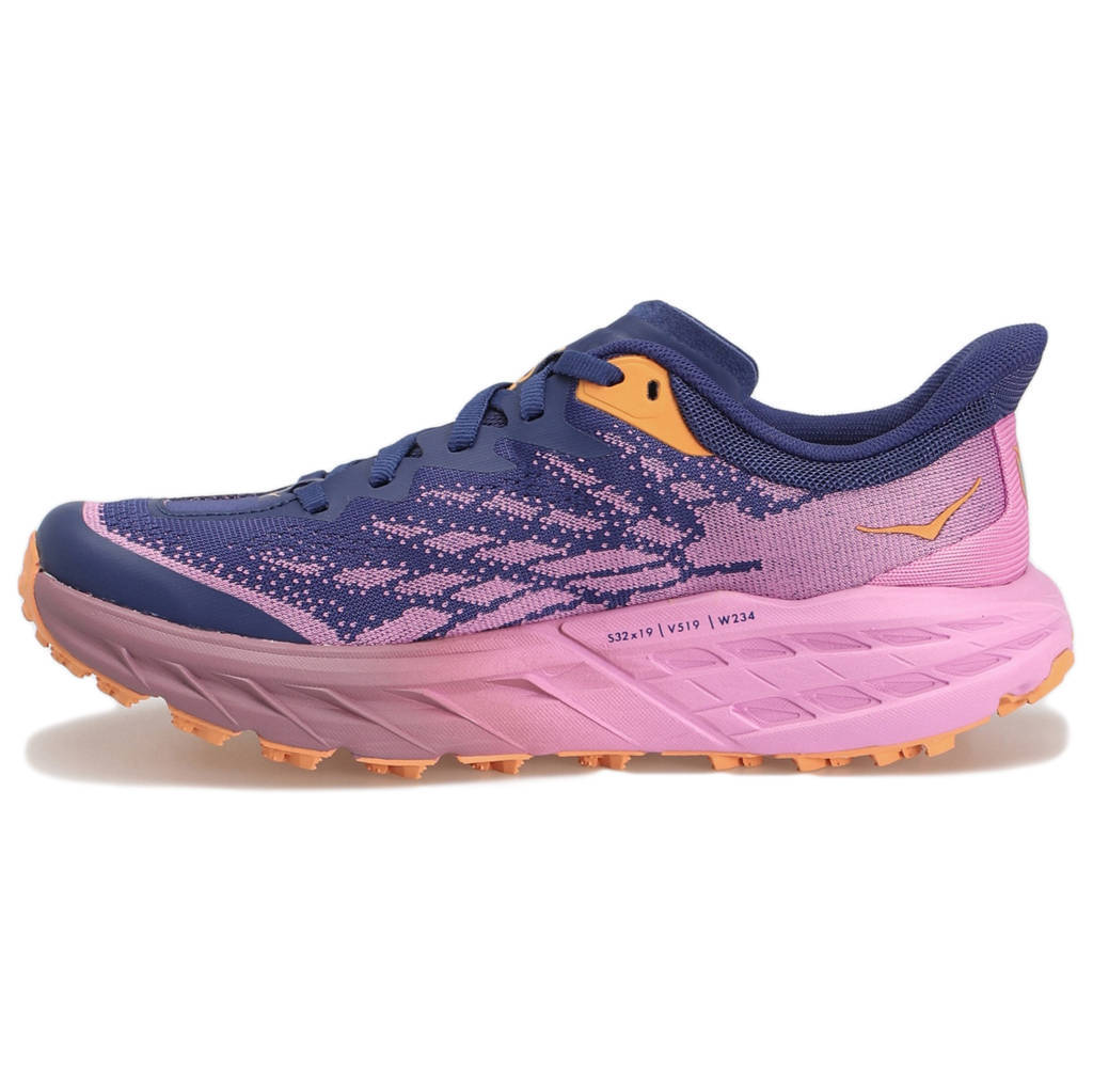 Hoka One One Speedgoat 5 Textile Synthetic Womens Trainers#color_bellwether blue cyclamen