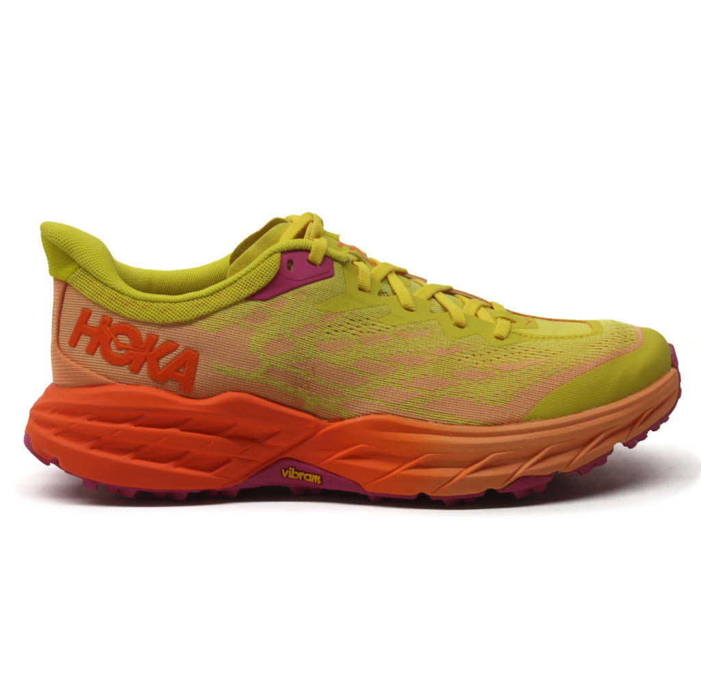 Hoka One One Speedgoat 5 Textile Synthetic Womens Trainers#color_passion fruit mock orange