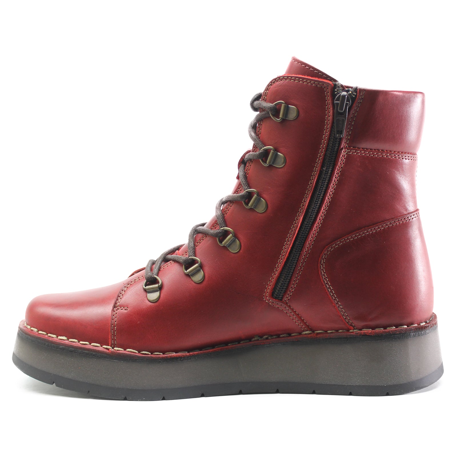 Fly London ROXY094FLY P211094003 Rug Leather Womens Boots - Red - 41#color_red