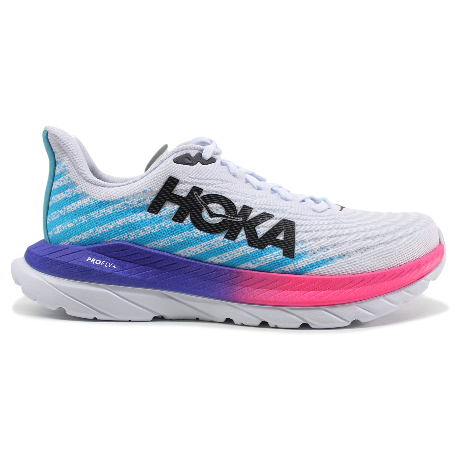 Hoka Mach 5 1127893-WSBB Textile Mens Trainers - White Scuba Blue - 8#color_white scuba blue