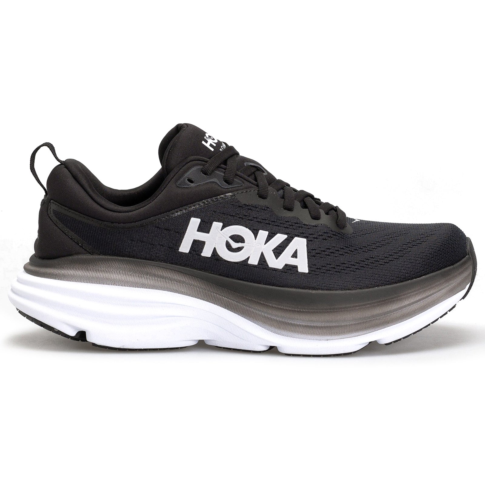 Hoka Bondi 8 1123202-BWHT Textile Mens Trainers - Black White - 10#color_black white