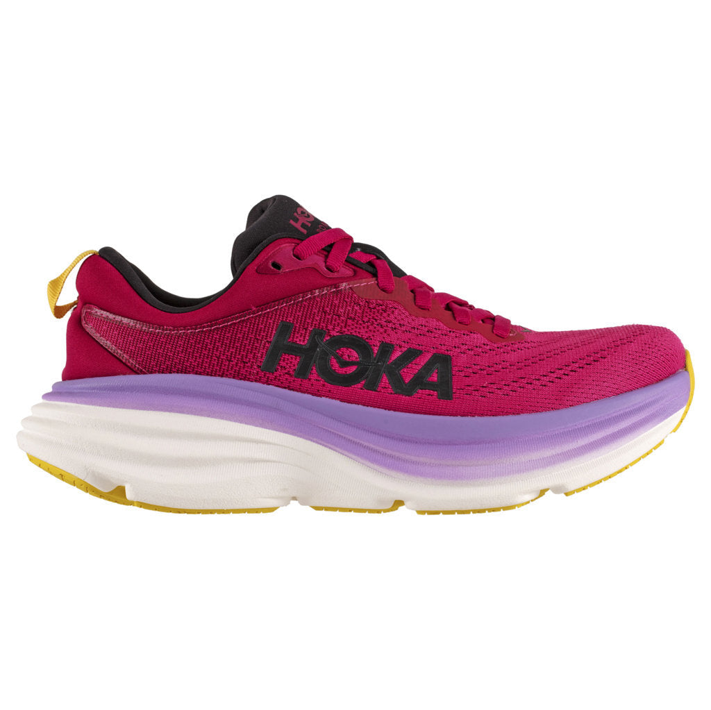 Hoka One One Bondi 8 Textile Womens Trainers#color_cherries jubilee pink yarrow