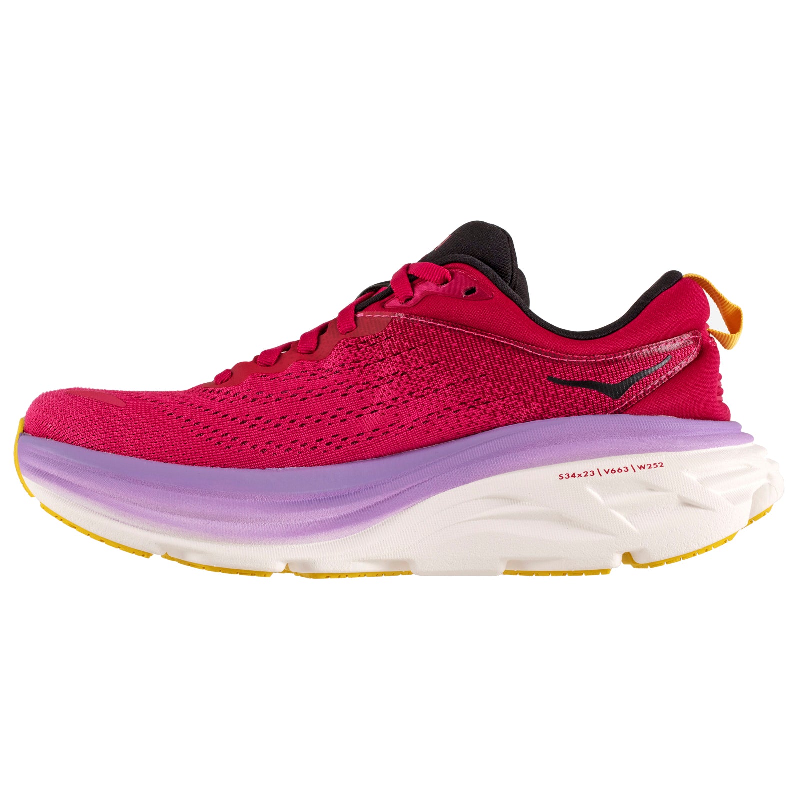 Hoka Bondi 8 Textile Womens Trainers#color_cherries jubilee pink yarrow