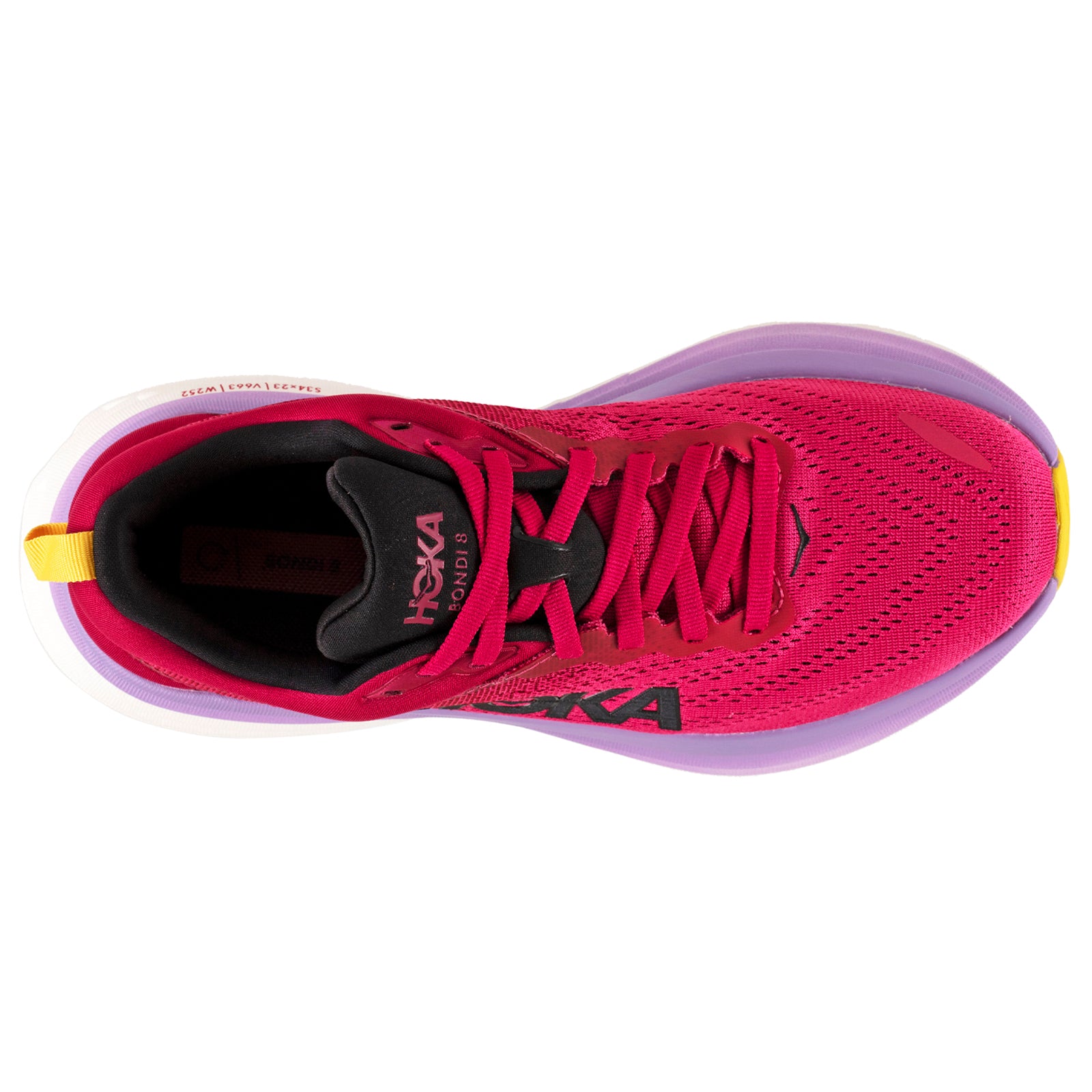 Hoka Bondi 8 Textile Womens Trainers#color_cherries jubilee pink yarrow