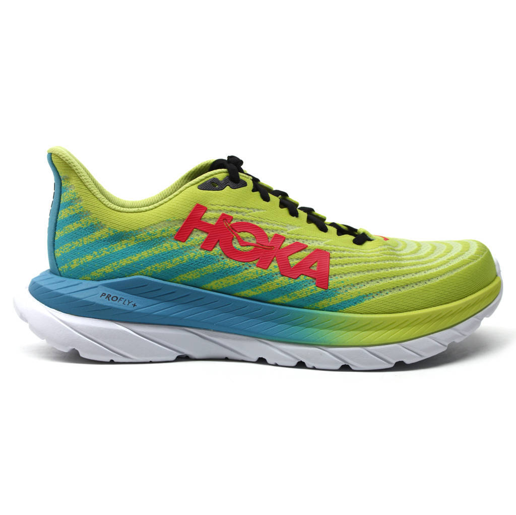 Hoka One One Mach 5 Textile Womens Trainers#color_evening primrose scuba blue