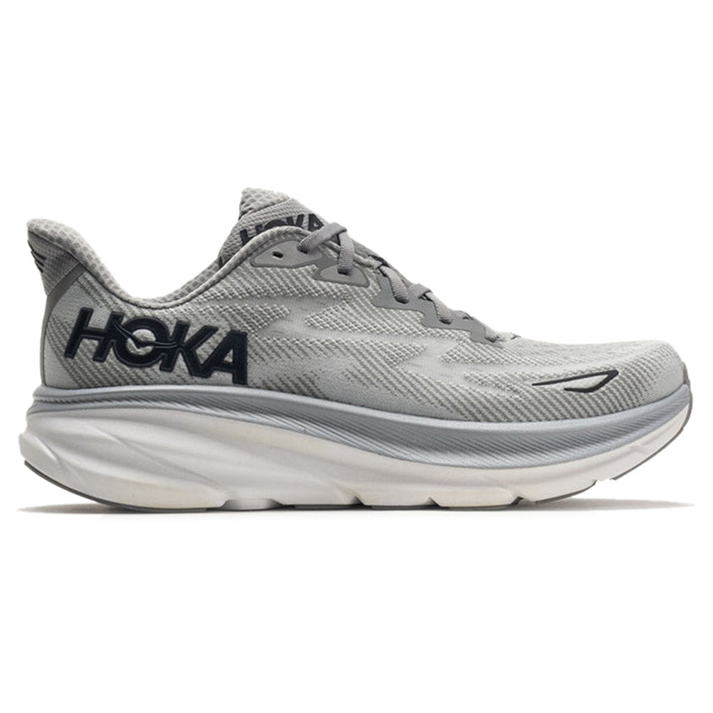 Hoka Clifton 9 1127895-HMBC Textile Mens Trainers - Harbor Mist Black - 9.5#color_harbor mist black