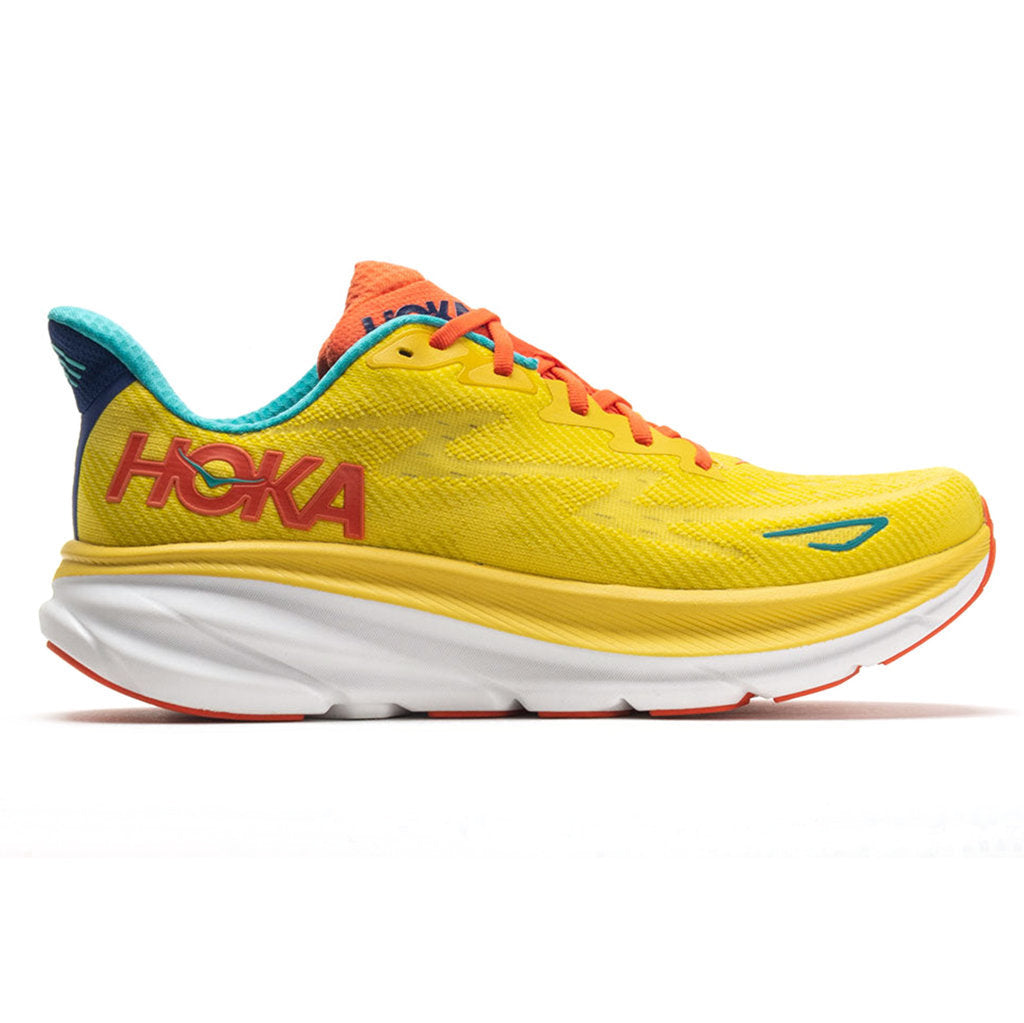 Hoka One One Clifton 9 Textile Mens Trainers#color_passion fruit maize