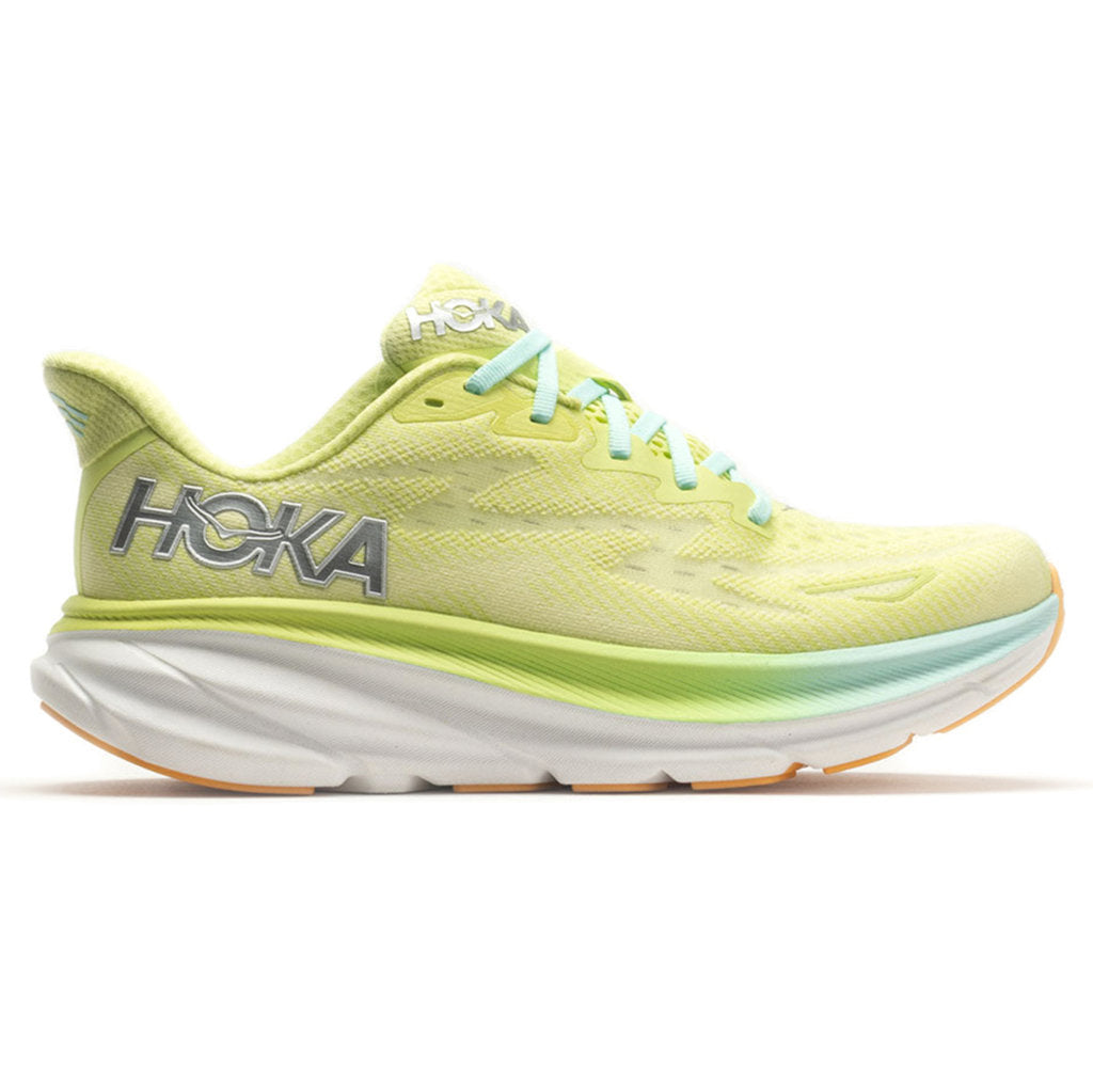 Hoka One One Clifton 9 Textile Womens Trainers#color_citrus glow sunlit ocean