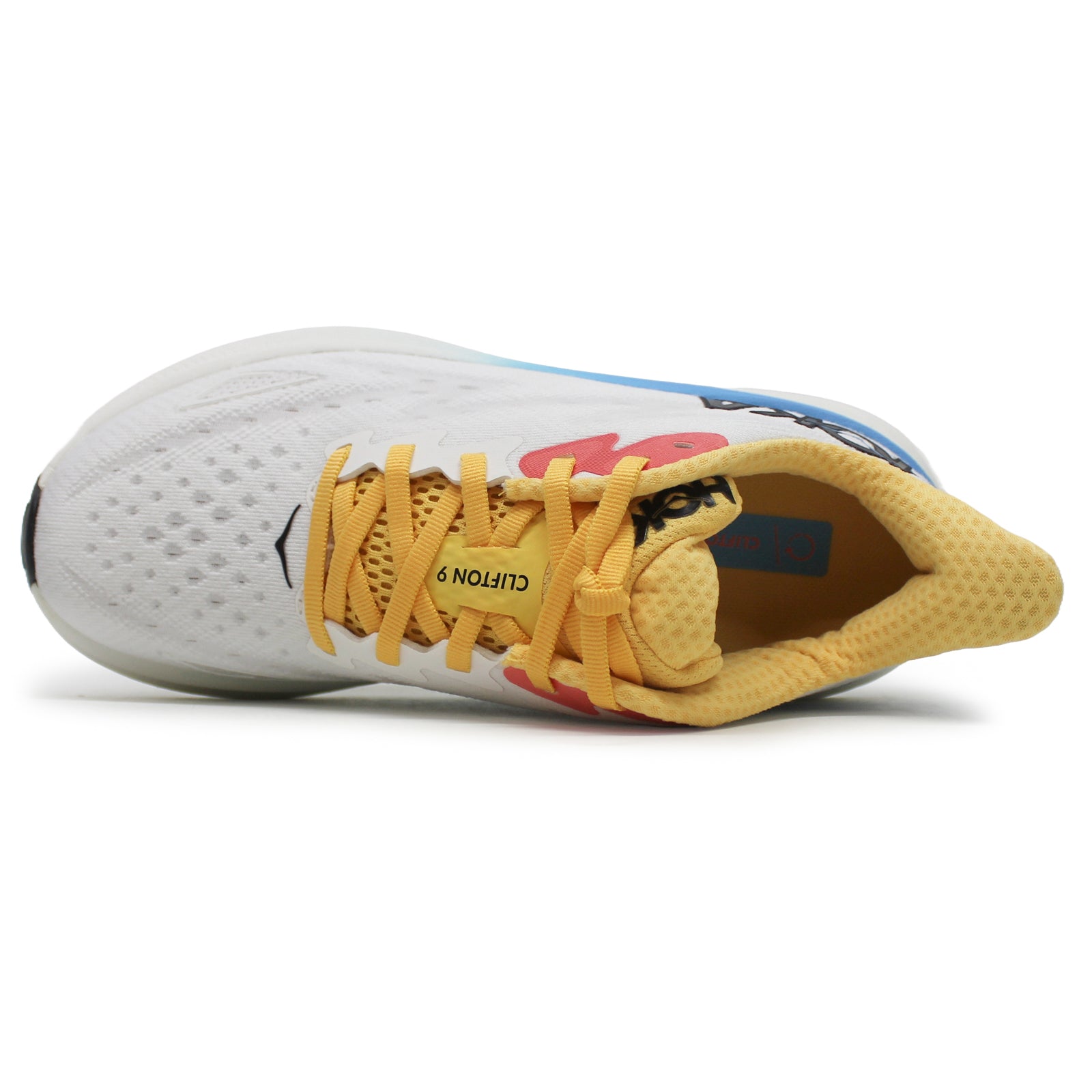 Hoka One One Clifton 9 Textile Womens Sneakers#color_Blanc De Blanc Swim Day